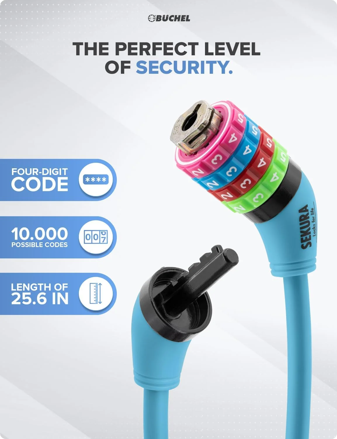 قفل رمزی 4 رقمی دوچرخه بوچل سکورا، بنفش