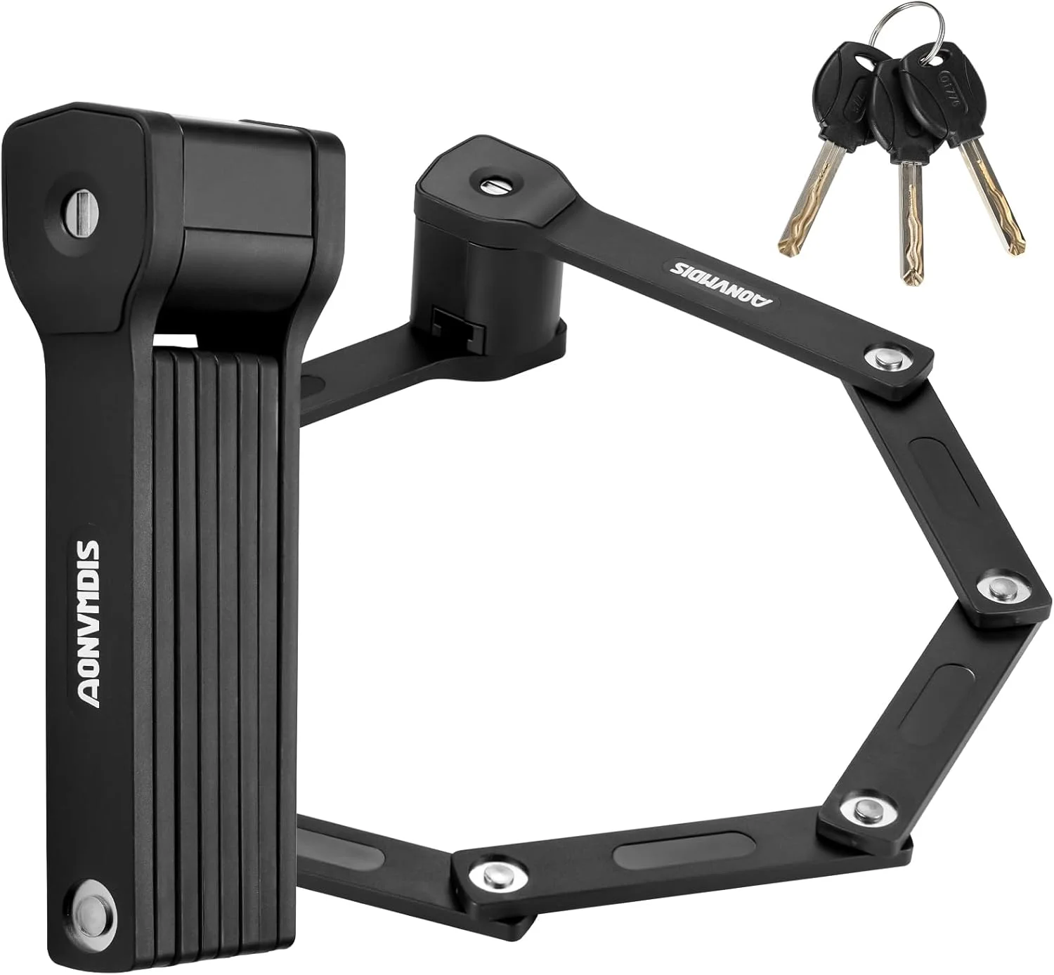 قفل تاشو دوچرخه، اسکوتر، موتور سیکلت با 3 کلید، قفل سنگین دوچرخه با براکت نصب آسان، قفل تاشو فولادی آلیاژی