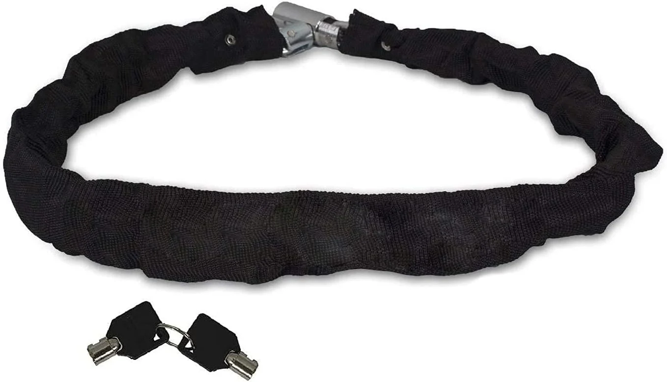 قفل کلاه کاسکت استیل ضد زنگ سنگین AllExtreme EXBHCL1، قفل زنجیری ایمن ضد سرقت چمدان با 2 کلید (مشکی)