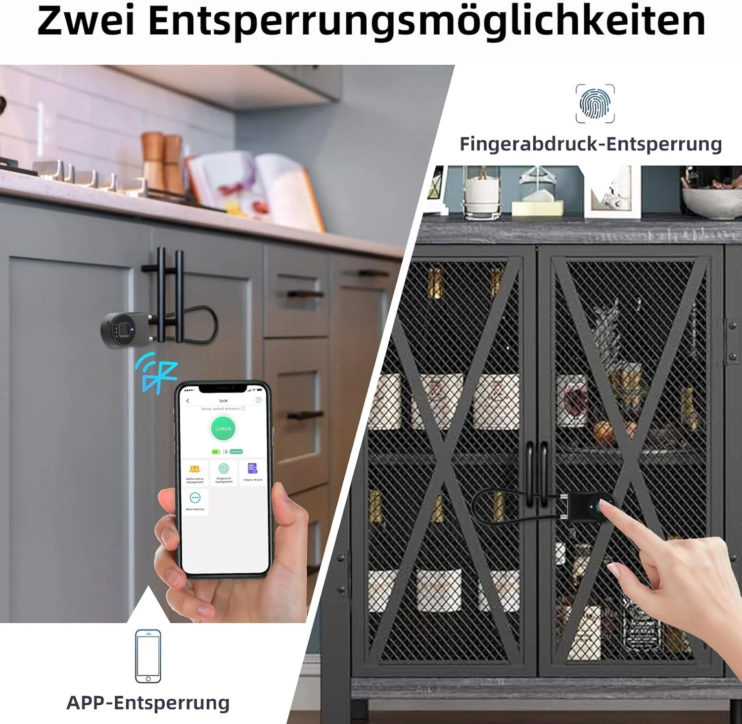 قفل کابلی اثر انگشتی Anweller، قفل با کابل فولادی 38 سانتی متری، قفل اثر انگشتی با برنامه، مناسب برای دوچرخه، اسکوتر برقی، قفل کلاه ایمنی، اسکوتر، کالسکه، کابینت