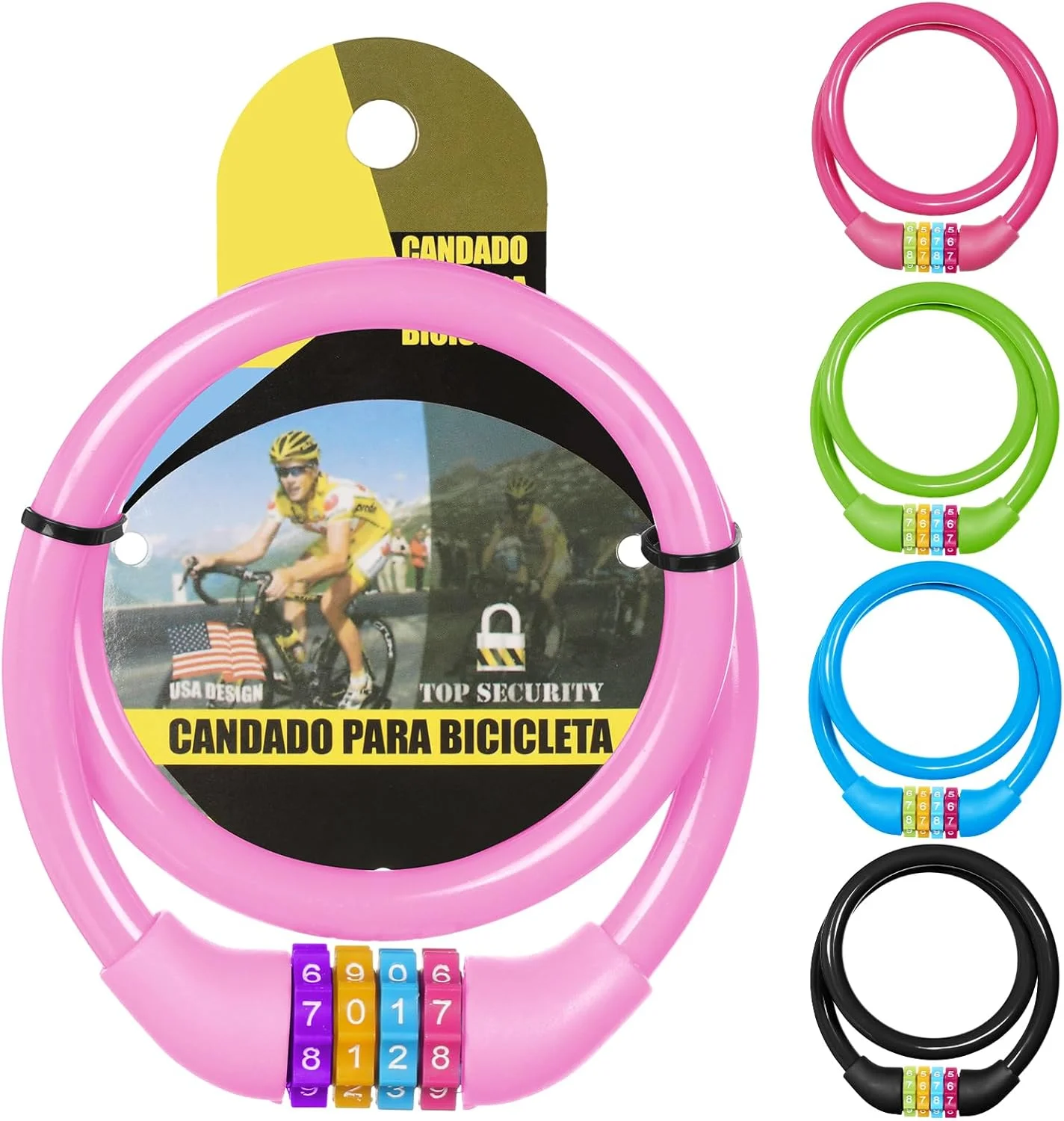 قفل دوچرخه Ainiv، کابل قفل دوچرخه 63 سانتی متری، قفل کابلی قابل حمل 4 رقمی ضد سرقت، قفل دوچرخه سیم پیچی ترکیبی قابل تنظیم مجدد برای دوچرخه، موتور سیکلت، اسکوتر، اسکیت بورد، دروازه، حصار (صورتی) قفل دوچرخه Ainiv، کابل قفل دوچرخه 63 سانتی متری، قفل کابلی قابل حمل 4 رقمی ضد سرقت، قفل دوچرخه سیم پیچی ترکیبی قابل تنظیم مجدد برای دوچرخه، موتور سیکلت، اسکوتر، اسکیت بورد، دروازه، حصار (صورتی)