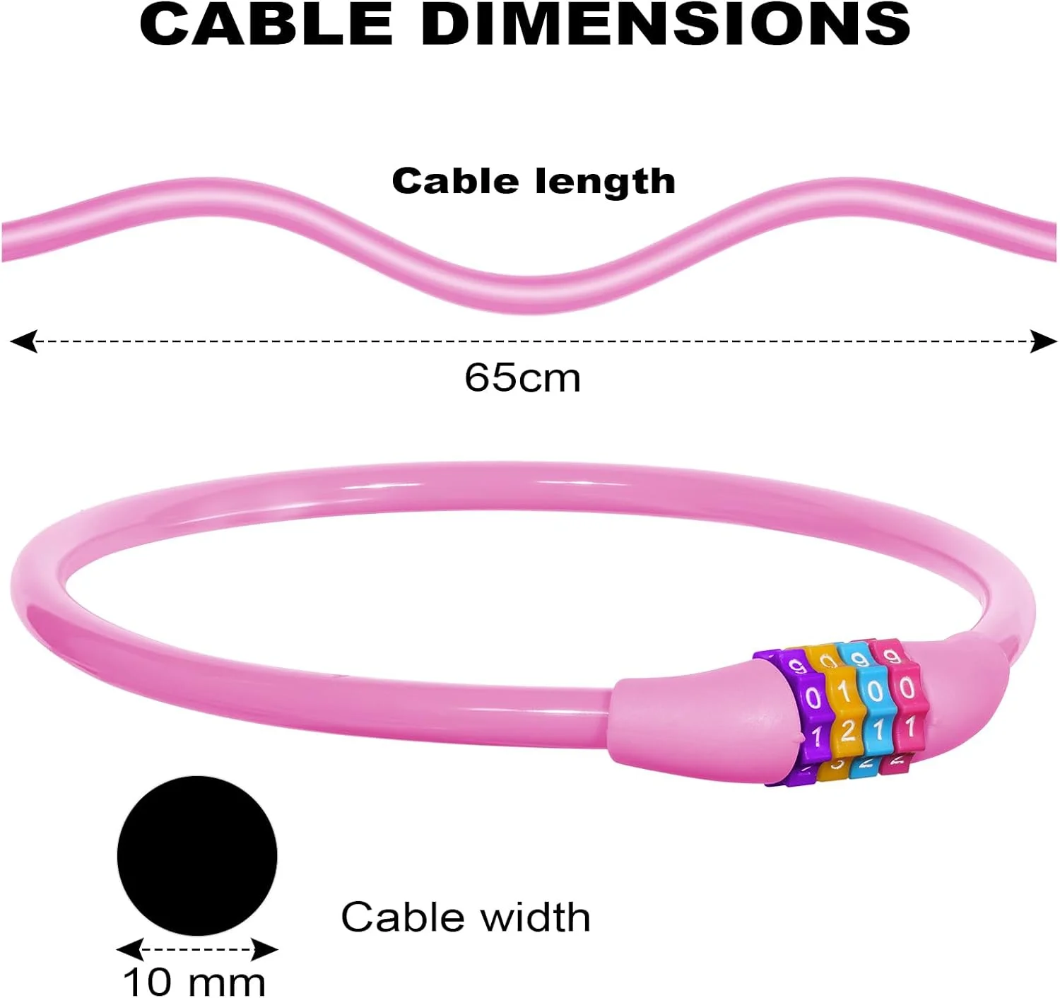 قفل دوچرخه Ainiv، کابل قفل دوچرخه 63 سانتی متری، قفل کابلی قابل حمل 4 رقمی ضد سرقت، قفل دوچرخه سیم پیچی ترکیبی قابل تنظیم مجدد برای دوچرخه، موتور سیکلت، اسکوتر، اسکیت بورد، دروازه، حصار (صورتی)