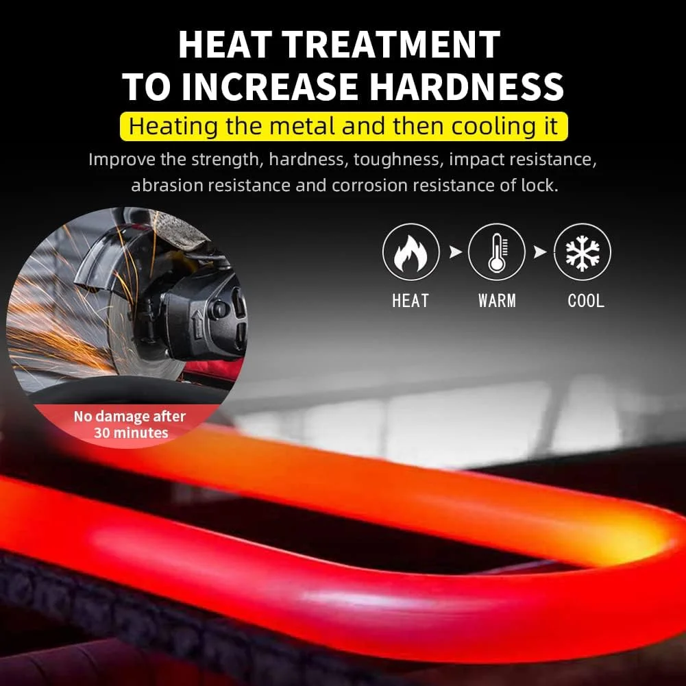 قفل U دوچرخه AKM، قفل U شکل 18 میلی‌متری سنگین دوچرخه با زنجیر، قفل ضد سرقت موتورسیکلت با کلید و براکت نصب محکم، ایمنی برای دوچرخه جاده‌ای، اسکوتر، موتور سیکلت، مشکی