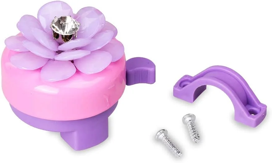 زنگ دوچرخه مینی-فکتوری برای دختران، زنگ فرمان دوچرخه صورتی با طرح های سه بعدی زیبا تک شاخ/آبنبات چوبی/قو/پری دریایی، بوق حلقه ای ایمن دوچرخه سواری