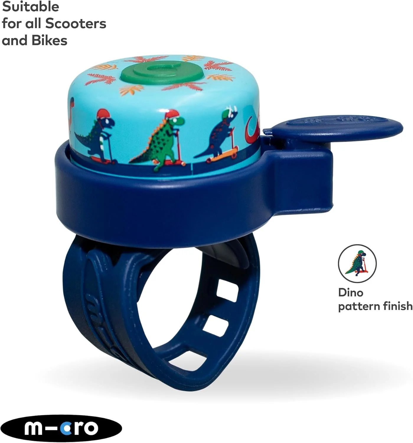 زنگ دسته دوچرخه/اسکوتر یونیورسال طرح دار | لوازم جانبی دوچرخه کودکانه | صدای بلند | ضد آب | پسرانه و دخترانه | طرح دایناسور