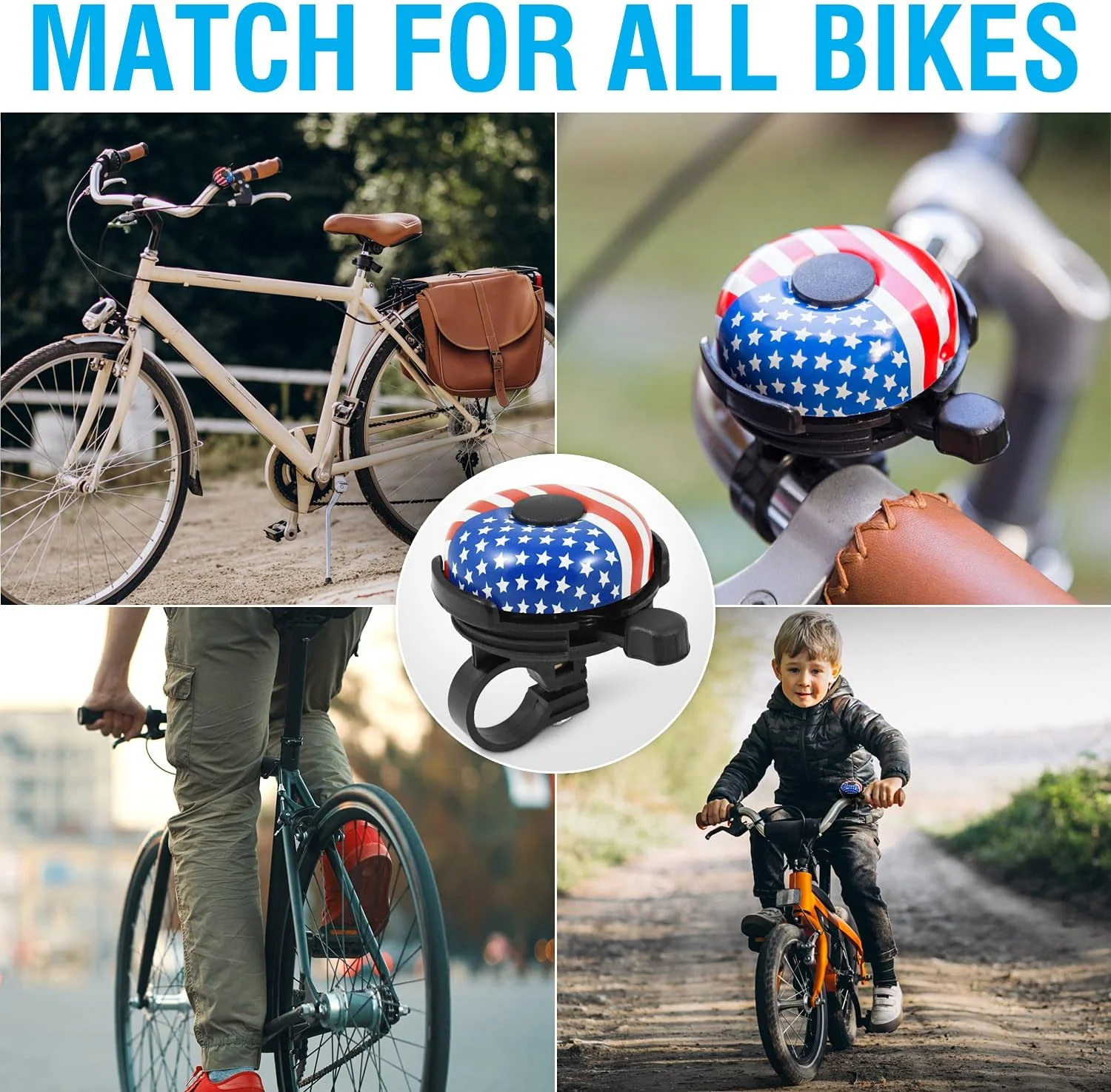 زنگ دوچرخه MARQUE برای بزرگسالان و کودکان - صدای دینگ دلنشین، بلند و واضح - لوازم جانبی ضروری دوچرخه برای کوهستان، دوچرخه های ساحلی، رفت و آمد، دوچرخه کودکان - نصب آسان روی فرمان