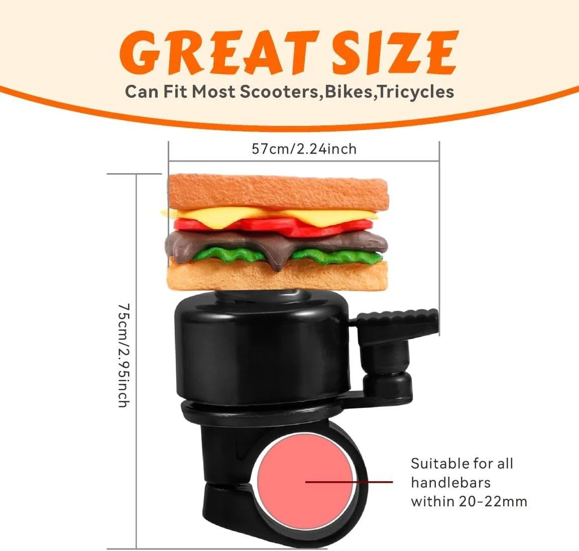 زنگ دوچرخه کودکانه، زنگ دوچرخه طرح غذا، زنگ دوچرخه، دوچرخه سواری زیبا برای کودکان نوپا دختران پسر، زنگ دوچرخه برای دختران، بوق دوچرخه، زنگ دوچرخه کودک نوپا، مناسب برای دوچرخه تعادلی و اسکوتر