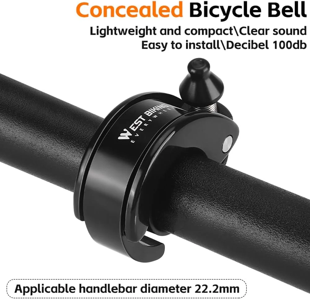 زنگ دوچرخه مخفی LESOVI، زنگ دوچرخه کوهستان برای بزرگسالان یا کودکان، صدای واضح و رسا 100dB، دوچرخه کوهستان، اسکوتر برقی، واکر - برای فرمان های 22.2mm/0.78in