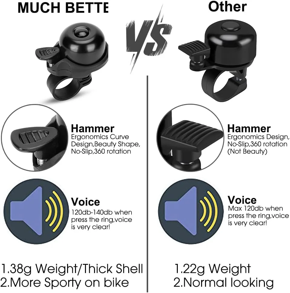 زنگ دوچرخه - زنگ دوچرخه برای کودکان و بزرگسالان | زنگ مینی کلاسیک بلند 120db - زنگ دوچرخه کوهستانی با صدای واضح و شفاف برای MTB، BMX، دوچرخه شهری، اسکوتر - لوازم جانبی دوچرخه