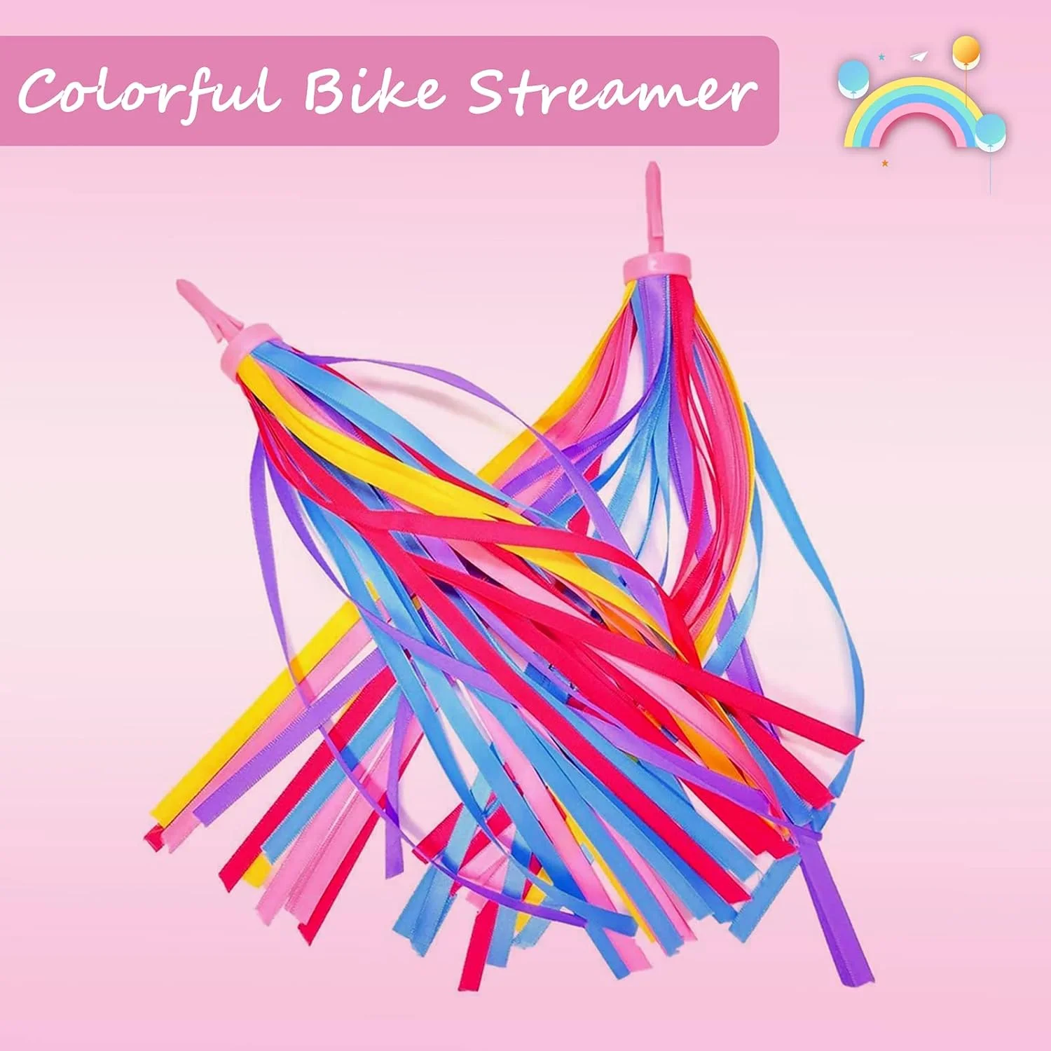 زنگ دوچرخه کودکانه Kortes (یک عدد) و نوارهای تزیینی دوچرخه کودکانه (دو عدد) برای لوازم جانبی دوچرخه کودکان (صورتی، قرمز و آبی)