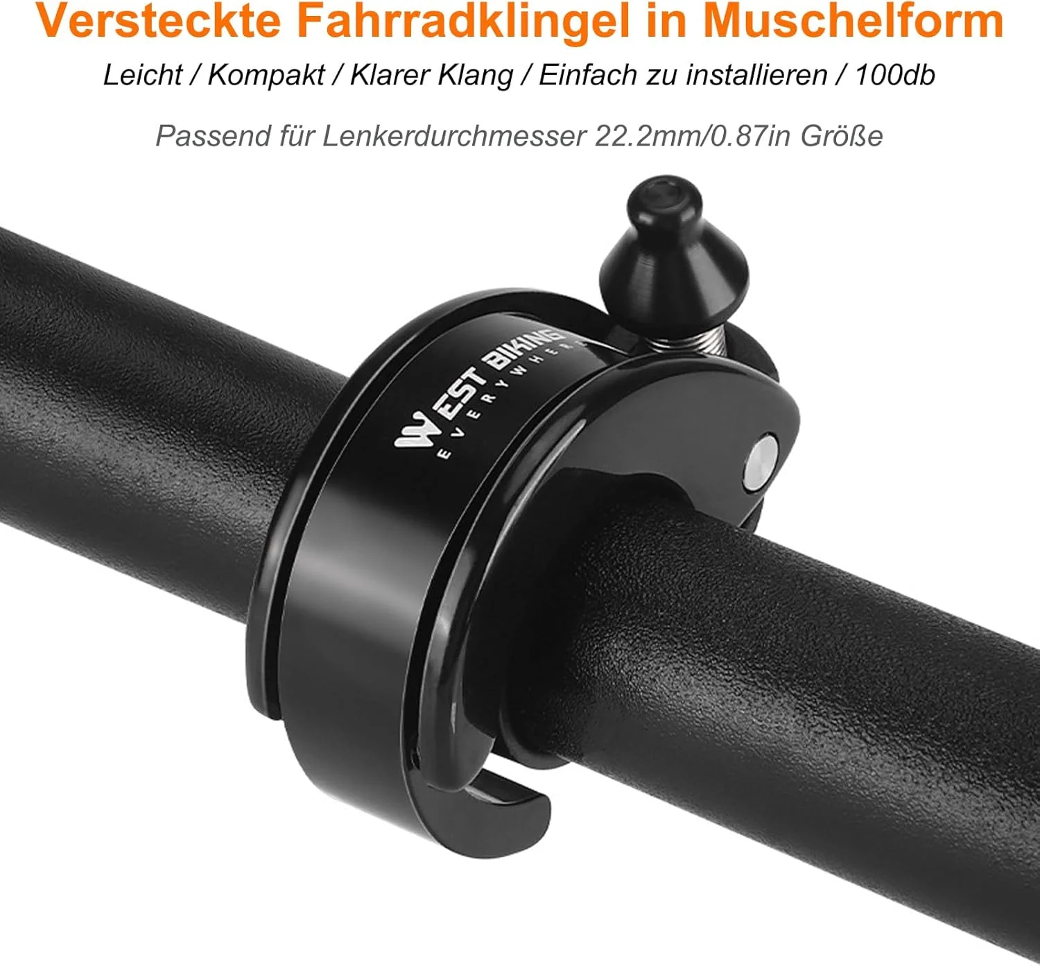 زنگ دوچرخه پنهان با صدای بلند 100 دسی بل مناسب دوچرخه کوهستانی، اسکوتر برقی، واکر - مناسب برای فرمان 22.2 میلی متر