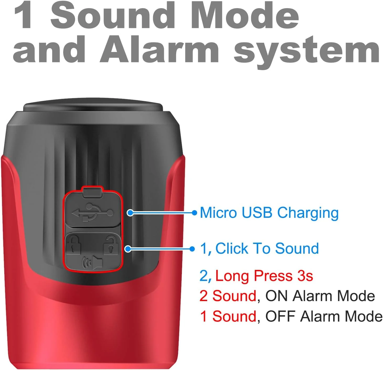زنگ برقی دوچرخه، آلارم ضد سرقت 125 دسی بل، بوق برقی بلند برای بزرگسالان با 1 حالت صدا، باتری قابل شارژ USB، بوق ضد آب برای دوچرخه های MTB/BMX/اسکوتر/جاده