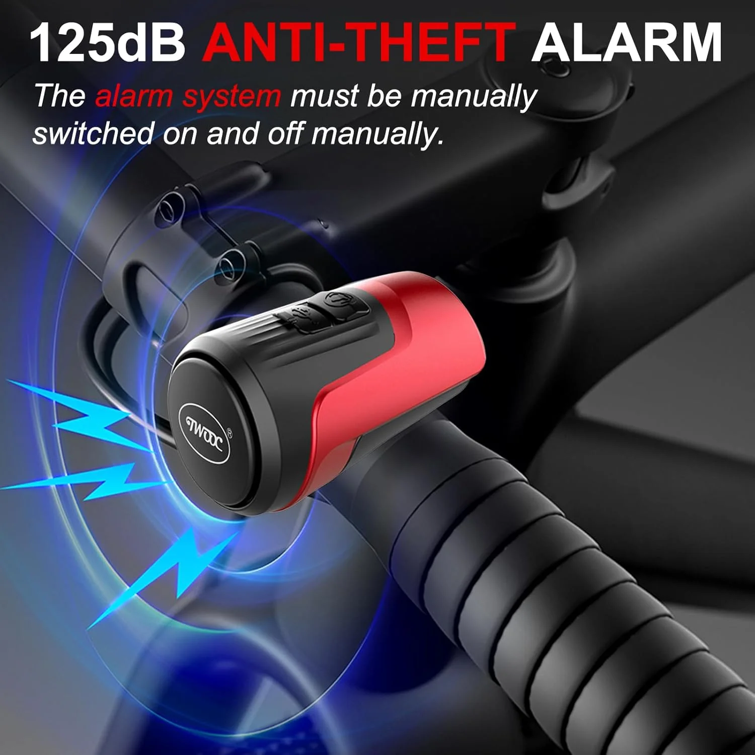 زنگ برقی دوچرخه، آلارم ضد سرقت 125 دسی بل، بوق برقی بلند برای بزرگسالان با 1 حالت صدا، باتری قابل شارژ USB، بوق ضد آب برای دوچرخه های MTB/BMX/اسکوتر/جاده