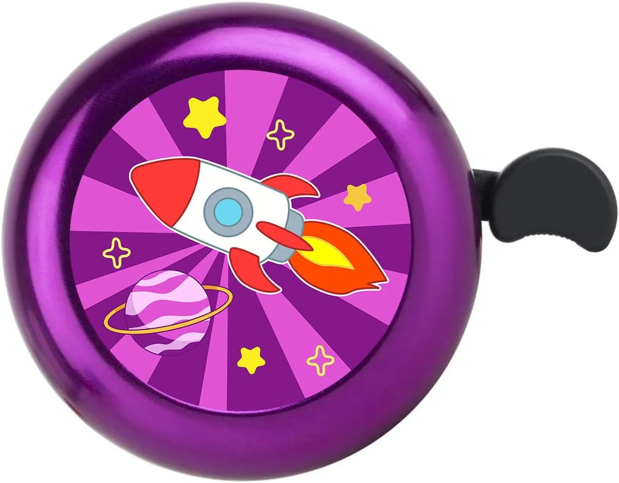 زنگ دوچرخه طرح موشکی KANGHAR برای کودکان دختر و پسر، زنگ دوچرخه با اندازه قابل تنظیم، لوازم جانبی دوچرخه برای بزرگسالان خانم ها آقایان، بوق دوچرخه با صدای واضح بنفش