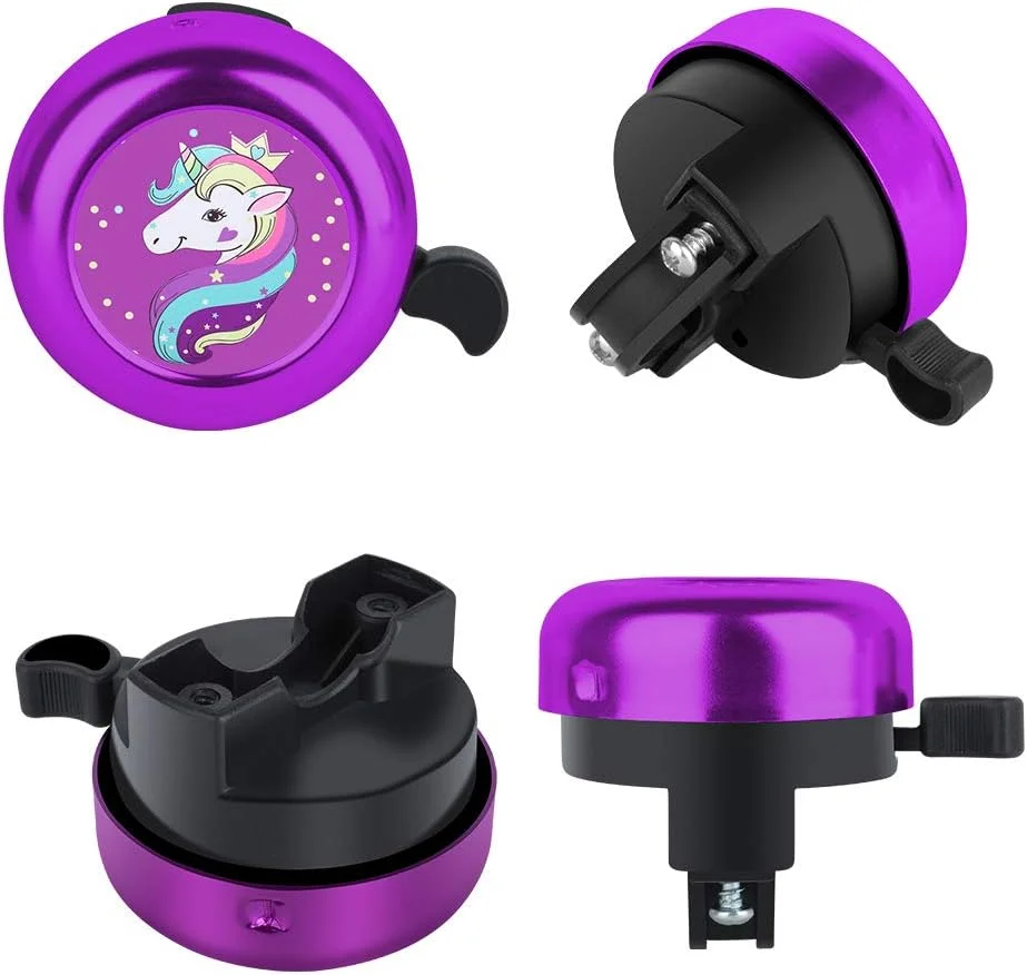 زنگ دوچرخه تک شاخ برای کودکان دختر و پسر، زنگ دوچرخه با اندازه قابل تنظیم، لوازم جانبی دوچرخه برای بزرگسالان زنان مردان، بوق دوچرخه با صدای واضح