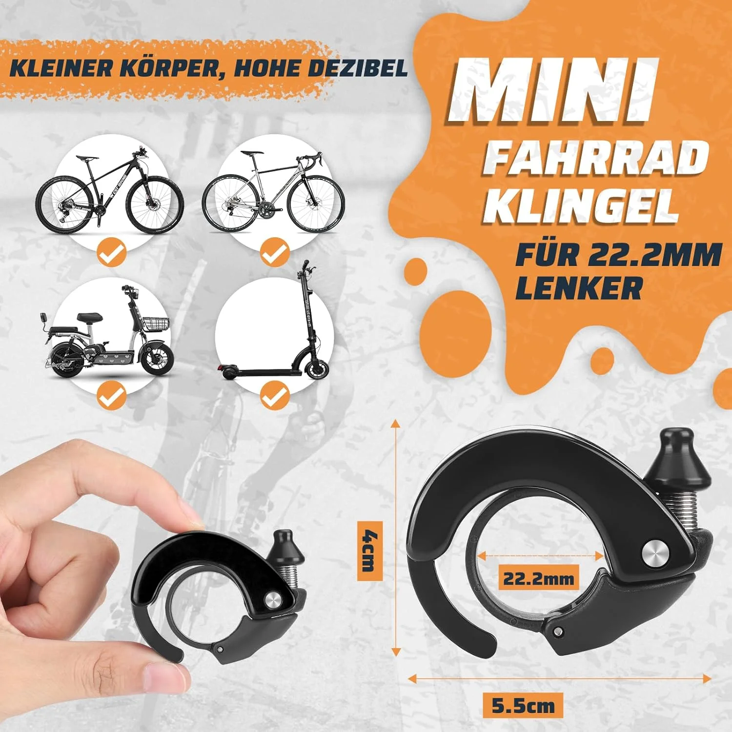 زنگ دوچرخه ICOCOPRO - زنگ دوچرخه 100DB با صدای بلند و واضح - زنگ دوچرخه بزرگسالان و کودکان برای دسته دوچرخه 22.2 میلی متری - زنگ دوچرخه برای دوچرخه های جاده ای، کوهستانی و اسکوتر