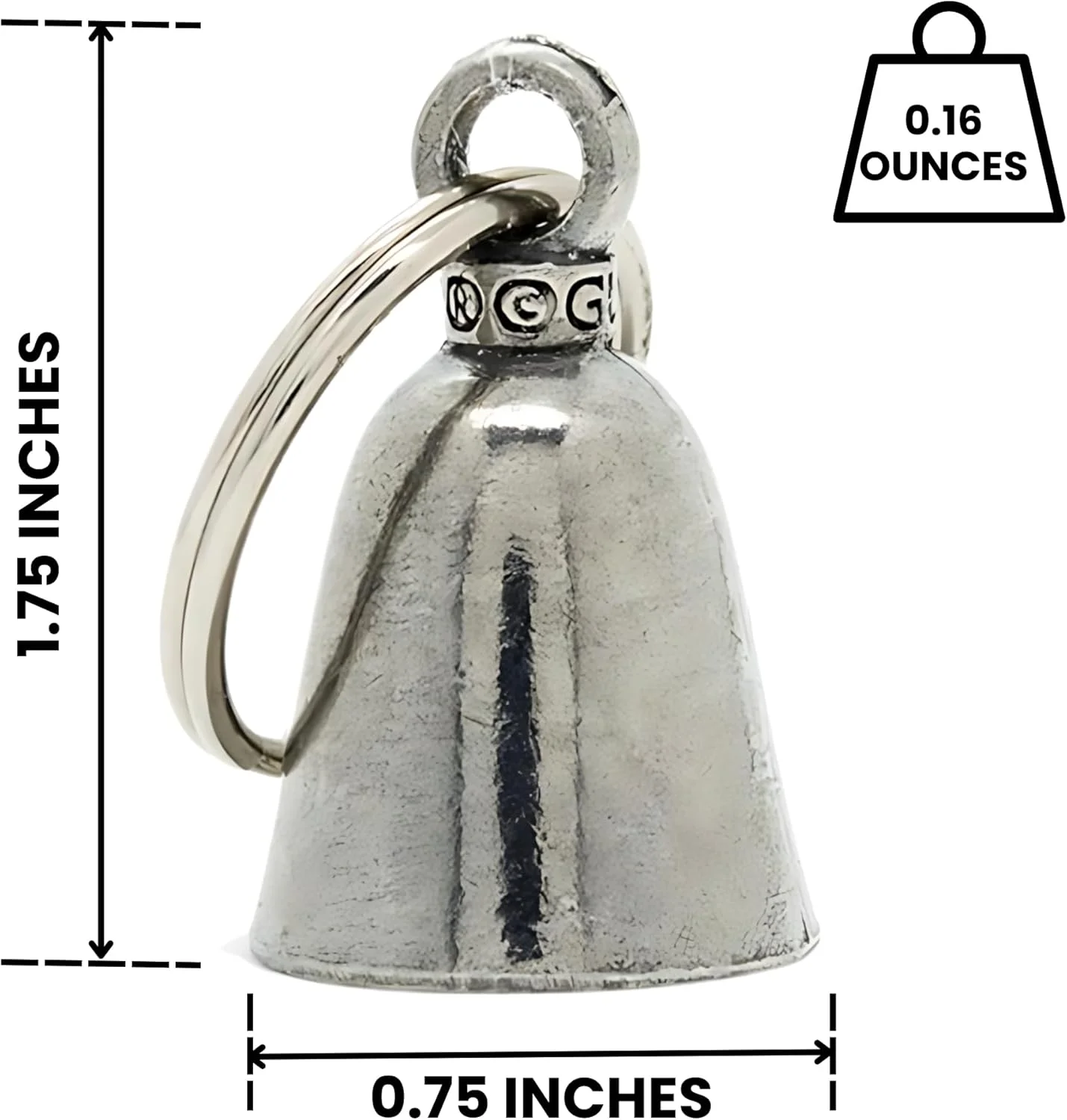 زنگ محافظ حیوانات، زنگ خوش شانسی با حلقه کلید و کیف هدیه مخملی مشکی | زنگ موتورسیکلت | جنس پیوتر بدون سرب | ساخت آمریکا