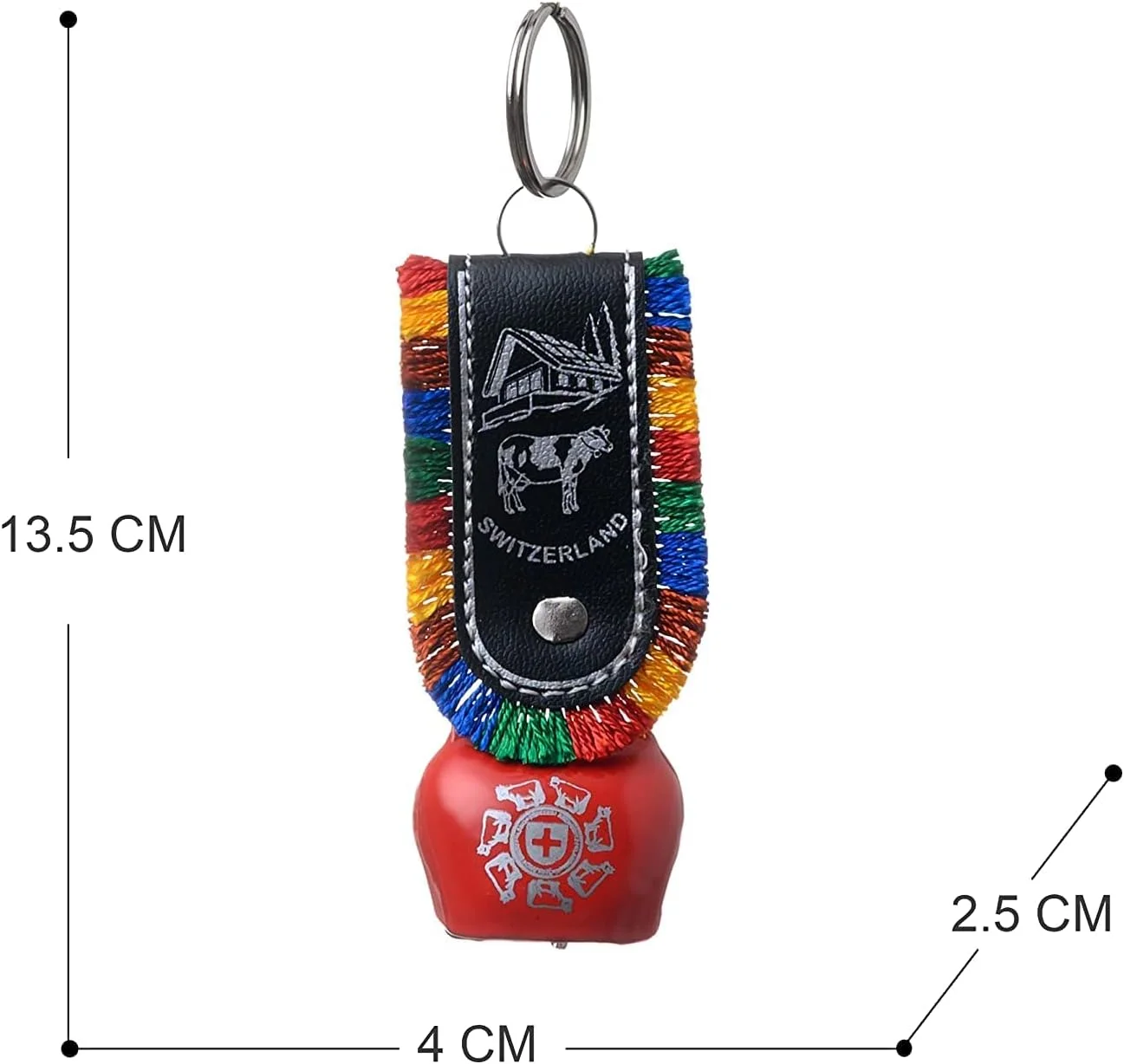 آویز ناقوس گاوی سوئیسی فنگ شویی، ناقوس گاوی DDLJ، ناقوس واستو، جاکلیدی آویز ماشین، آویز فلزی درب منزل، دکور دیواری مذهبی، هدیه ناقوس خوش شانسی چند رنگ سایز 3