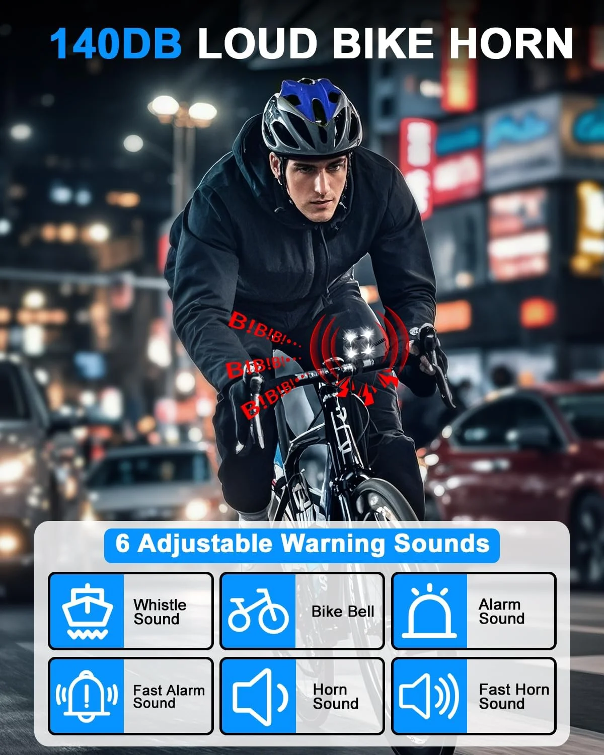 بوق برقی دوچرخه 140dB با چراغ جلو، بوق دوچرخه 2 در 1 با 6 حالت صدا، قابل شارژ USB-C، زنگ دوچرخه با نورافکن با برد بزرگ برای بزرگسالان، کودکان، اسکوتر، دوچرخه برقی، ضد آب IPX6 بوق برقی دوچرخه 140dB با چراغ جلو، بوق دوچرخه 2 در 1 با 6 حالت صدا، قابل شارژ USB-C، زنگ دوچرخه با نورافکن با برد بزرگ برای بزرگسالان، کودکان، اسکوتر، دوچرخه برقی، ضد آب IPX6
