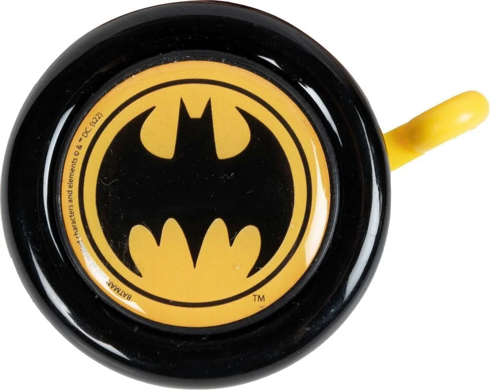 زنگ دوچرخه طرح بتمن، قهرمان کمیک های دی سی، نصب آسان روی فرمان، بدنه فلزی، مشکی/زرد، سایز فلزی