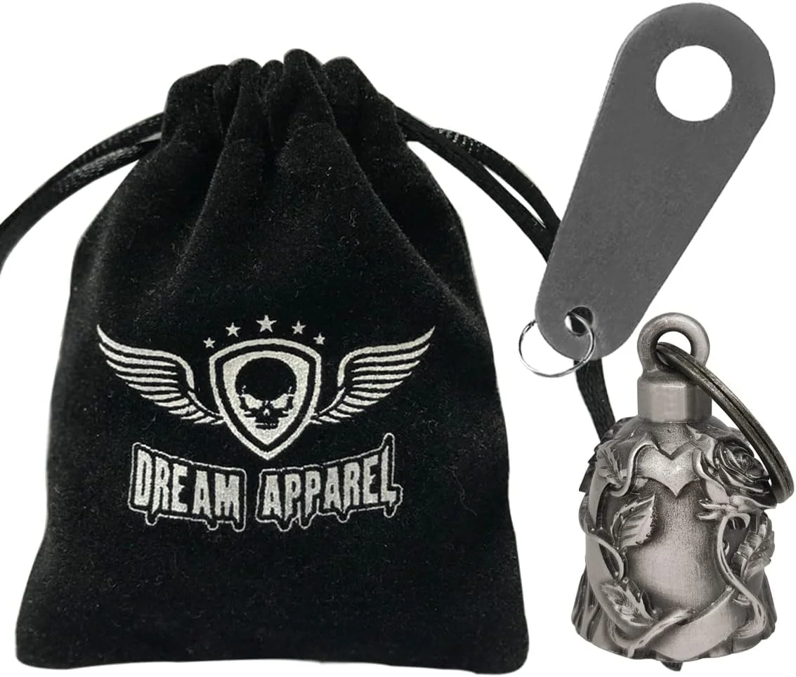 زنگ موتورسیکلت Dream Apparel به همراه آویز، اکسسوری موتورسیکلت یا جاکلیدی برای خوش شانسی، نقره ای