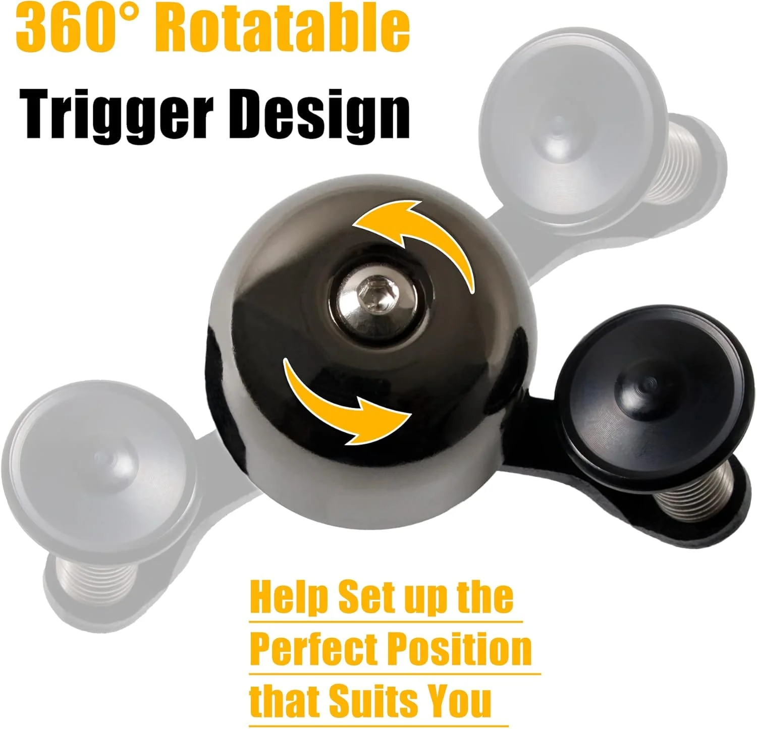 زنگ دوچرخه CyclingDeal با بست قابل تنظیم، بوق دوچرخه با قابلیت چرخش 360 درجه، طراحی با اندازه جهانی - ایده آل برای دوچرخه های جاده، کوهستان، هیبریدی و برقی - صدای بلند، واضح و شفاف