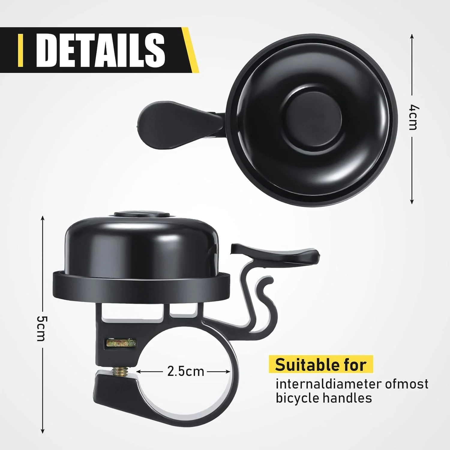 20 عدد زنگ دوچرخه آلومینیومی با صدای بلند و واضح، لوازم جانبی دوچرخه کوهستانی با نصب آسان برای دختران، پسران، بزرگسالان و کودکان، مشکی 20 عدد زنگ دوچرخه آلومینیومی با صدای بلند و واضح، لوازم جانبی دوچرخه کوهستانی با نصب آسان برای دختران، پسران، بزرگسالان و کودکان، مشکی