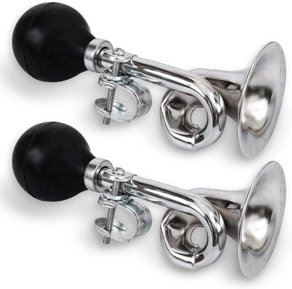 بوق دوچرخه، بوق فلزی فشاری دلقک برای دوچرخه، زنگ دوچرخه، جهانی، مناسب برای فرمان 22.2 میلی متر، 2 عدد