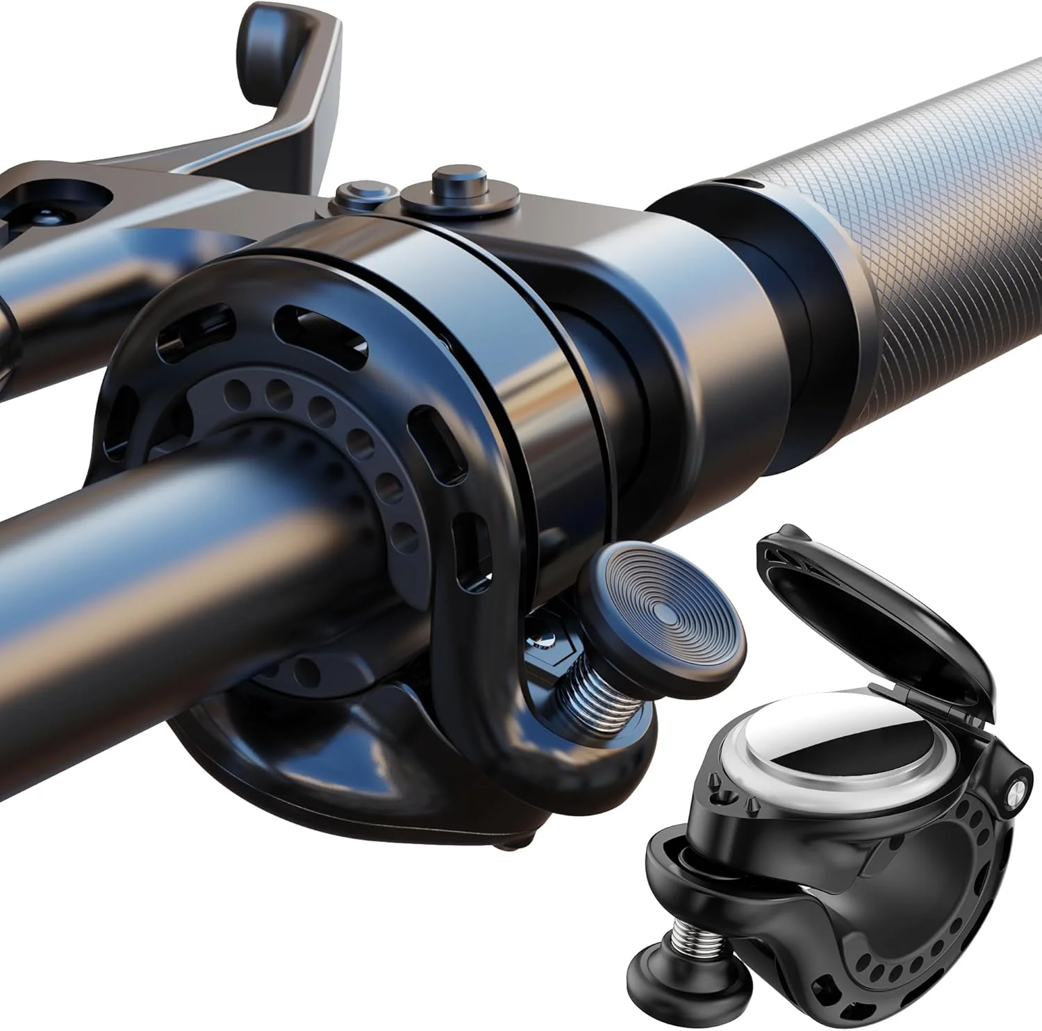 زنگ دوچرخه CITYWAY برای ردیاب، ردیاب مخفی در زنگ، ضد آب، شامل پیچ و ابزار، برای دوچرخه کوهستان، مناسب برای فرمان های 22-31.8 میلی متر