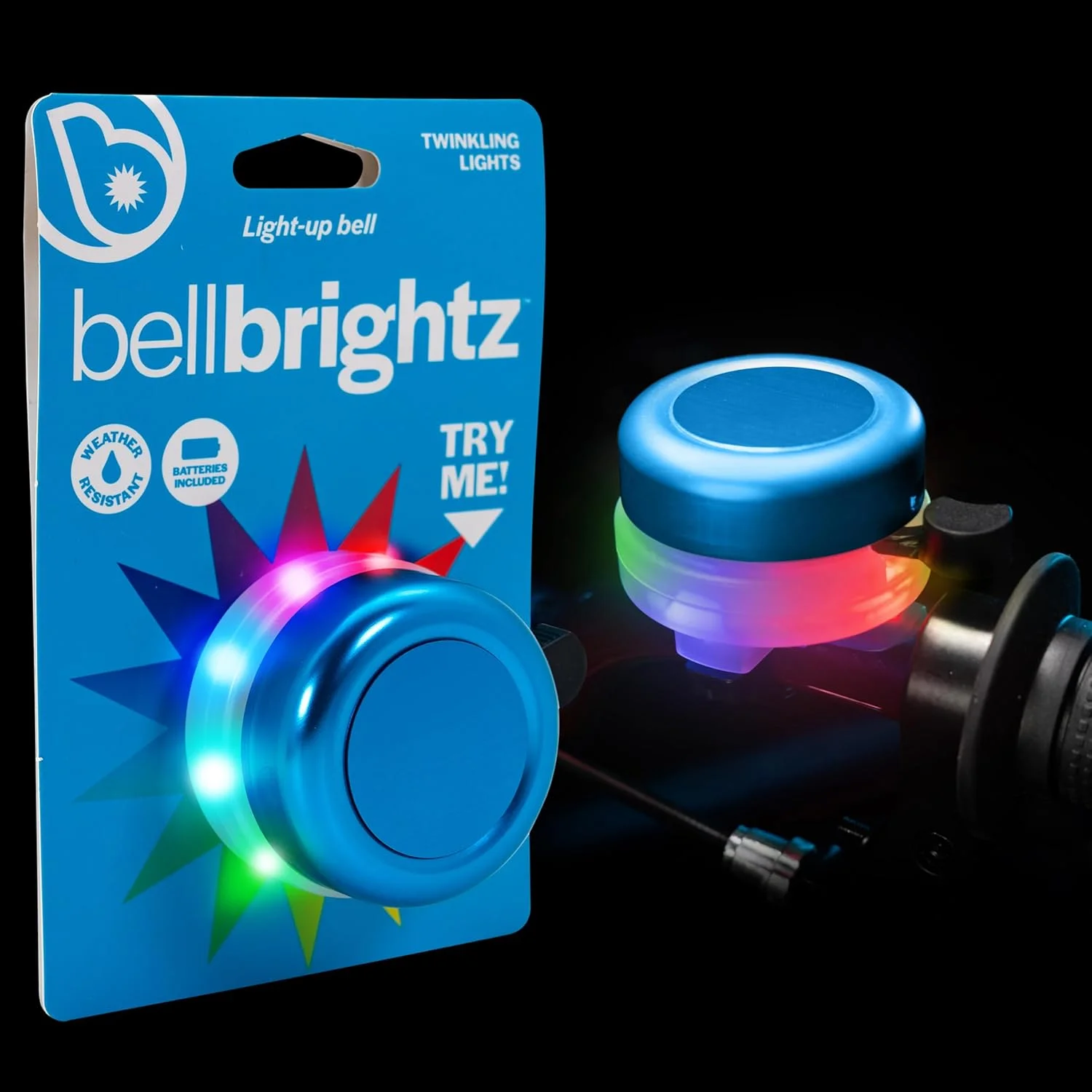 زنگ دوچرخه LED نورانی Brightz BellBrightz برای کودکان و بزرگسالان - نور هاله ای رنگین کمانی LED سوسوزن - سوئیچ شستی آسان برای صدای زنگ - لوازم جانبی منحصر به فرد دوچرخه برای تمام سنین
