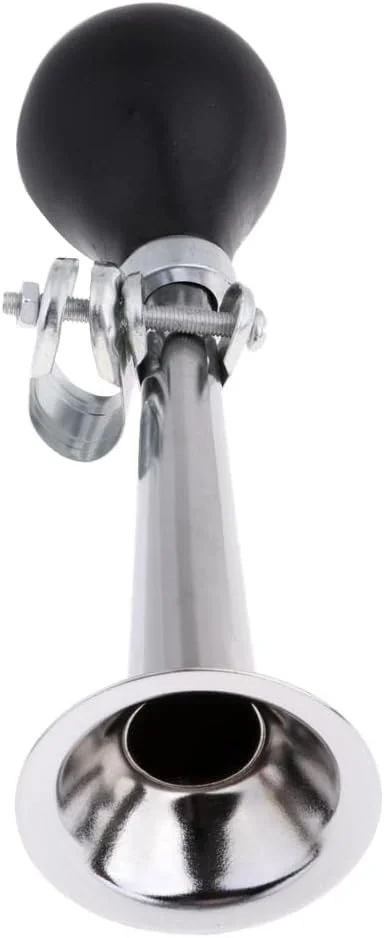 بوق دوچرخه CALANDIS®، بوق شیپوری مستقیم، لامپ لاستیکی فشاری، نقره ای