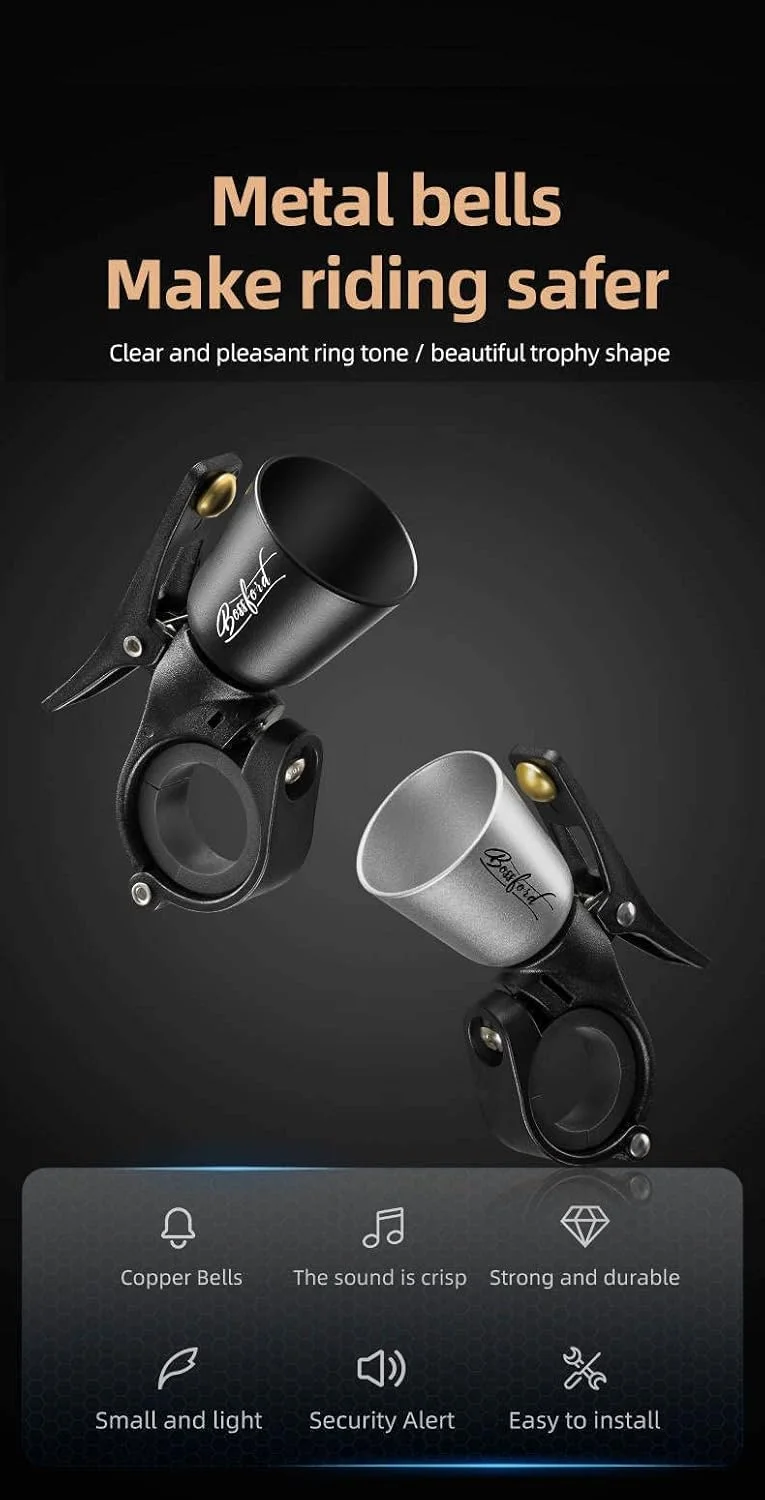 زنگ دوچرخه: زنگ دوچرخه با صدای بلند و طراحی کلاسیک برای دوچرخه‌های جاده‌ای، کوهستانی و حتی دوچرخه‌های کودکان - بهترین زنگ دوچرخه Bossford با طراحی استثنایی