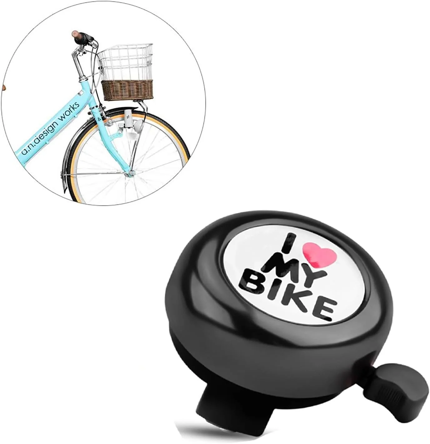 زنگ دوچرخه، زنگ فلزی دوچرخه کودکان، زنگ آلومینیومی بلند دوچرخه، زنگ دوچرخه سواری رترو، لوازم جانبی بوق با طرح "من عاشق دوچرخه ام" برای دوچرخه های فرمان 22 میلی متری، دوچرخه کوهستانی و جاده ای (مشکی)