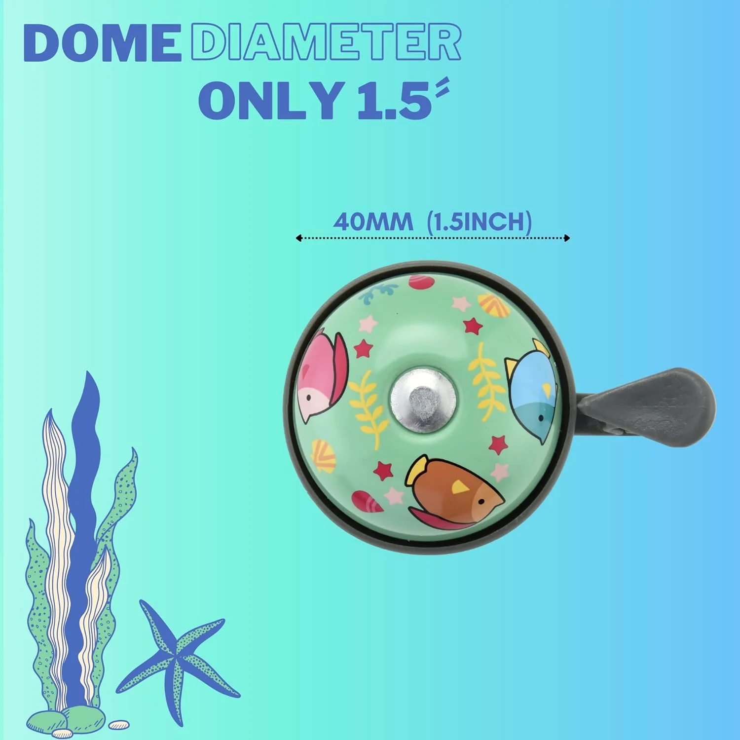 زنگ دوچرخه کودکانه N+1 - زنگ دوچرخه طرح حیوانات دریایی زیبا، زنگ دوچرخه سواری برای دختران و پسران با صدای بلند و واضح