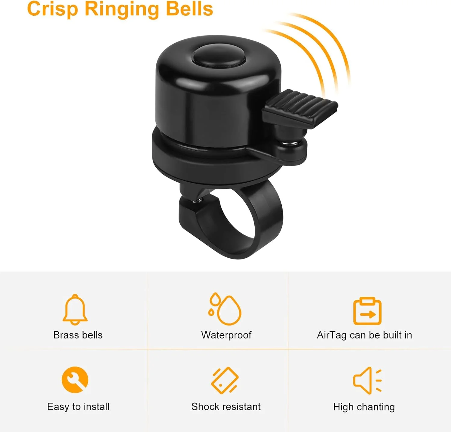 زنگ دوچرخه ضد سرقت Ainiv برای ردیاب اپل، لوازم جانبی حلقه مسی با صدای بلند برای دسته 22 میلی متری، مناسب برای دوچرخه های کوهستانی و جاده ای کودکان و بزرگسالان