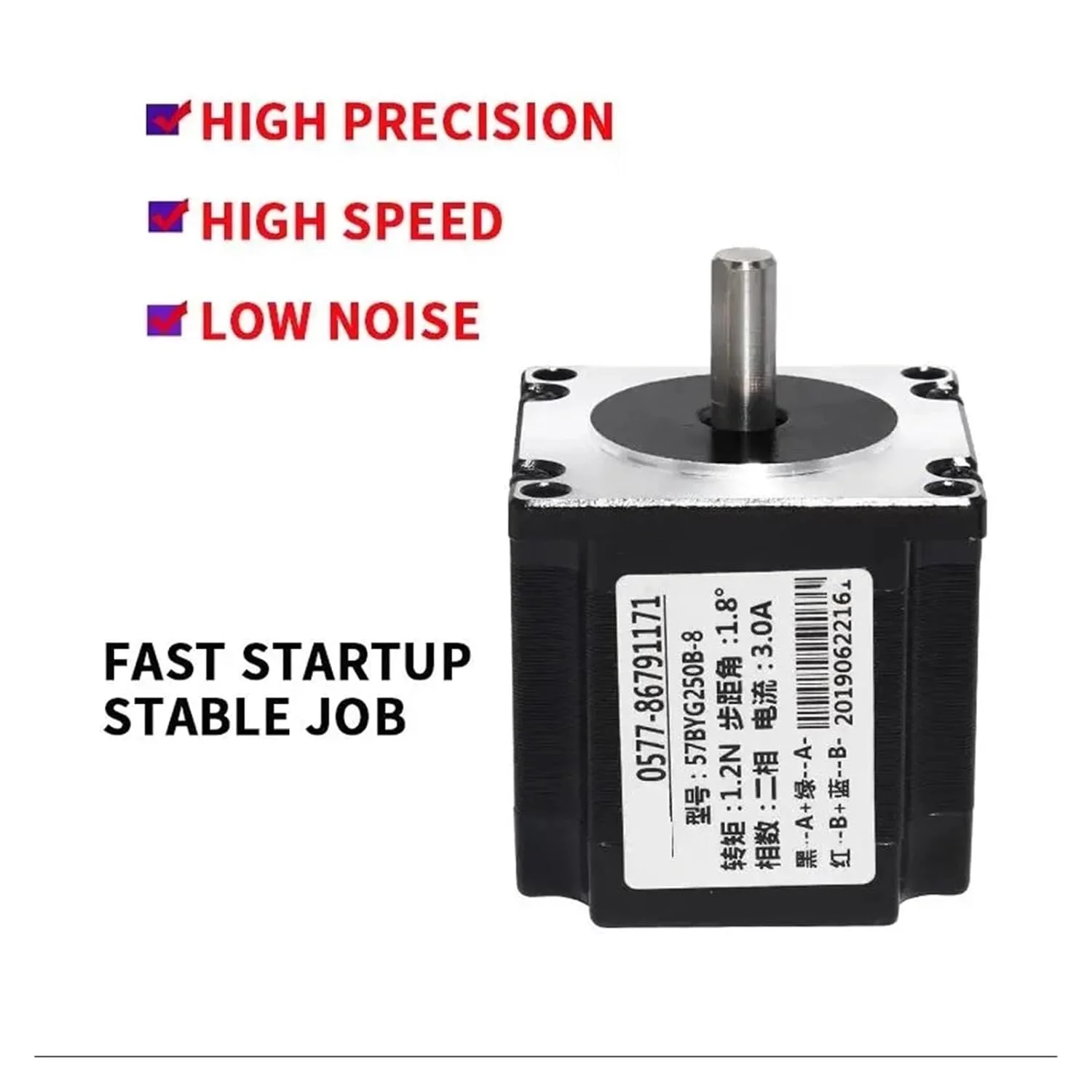 یک عدد موتور پله ای 57 Nema 23 مناسب دستگاه ماسک، موتور دو فاز 4 سیمه 3 آمپر برای دستگاه حکاکی و پرینتر سه بعدی (دو شفت، 57BYG250B 8mm)