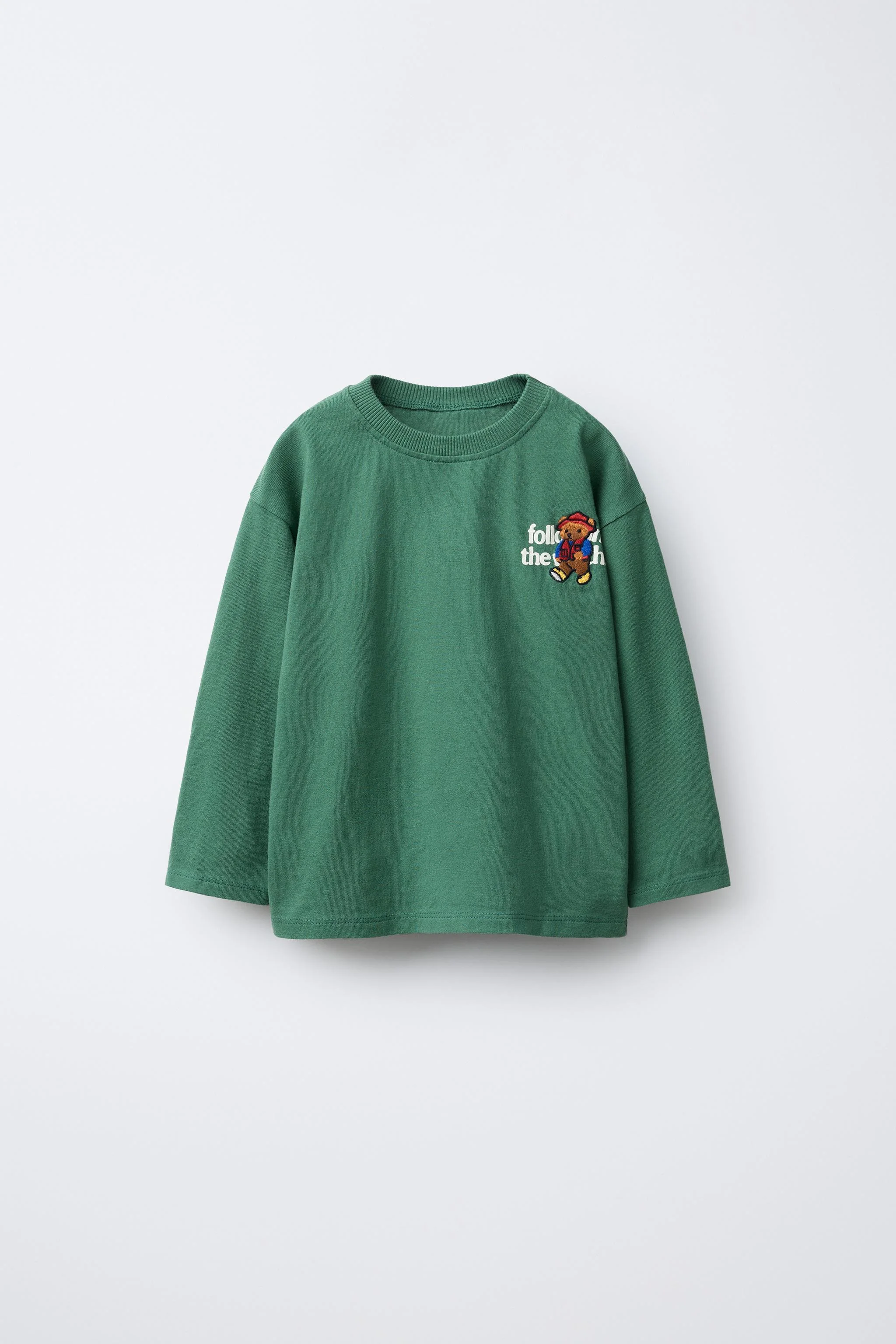 تی شرت آستین بلند با طرح خرس گلدوزی شده