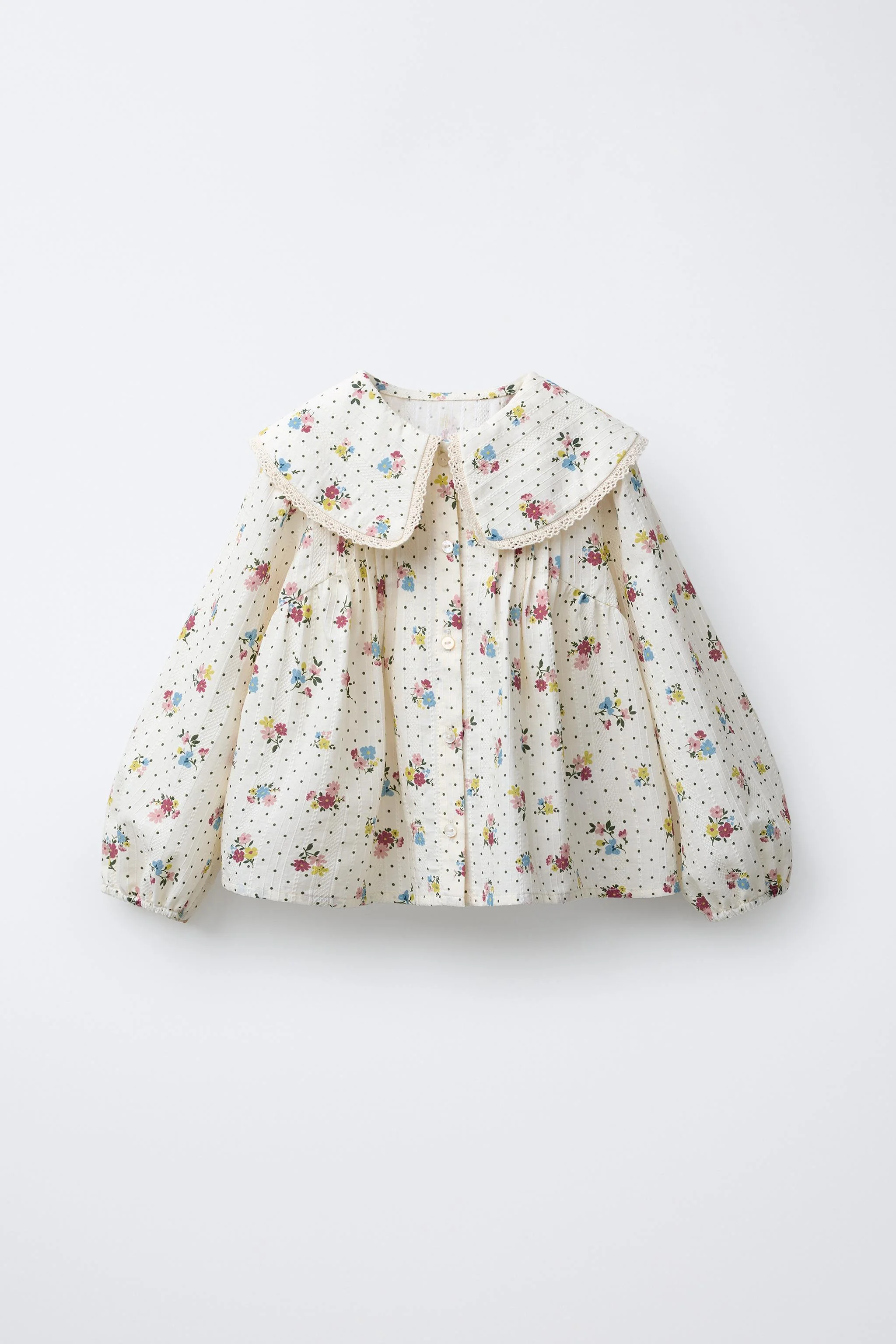 پیراهن طرح گلدار با تزیینات گیپور