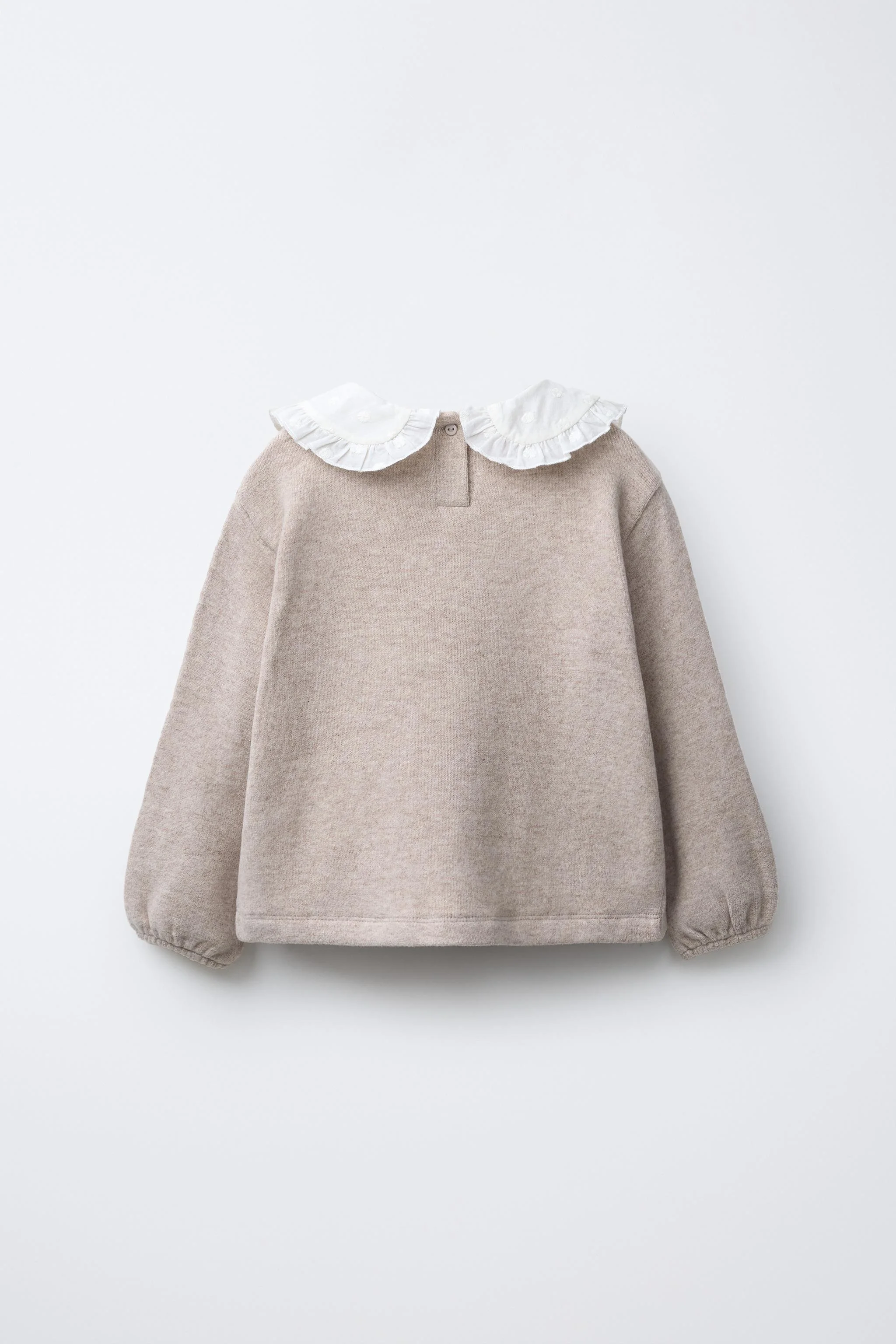 تی شرت آستین بلند یقه پیتر پن با بافت نرم و گلدوزی