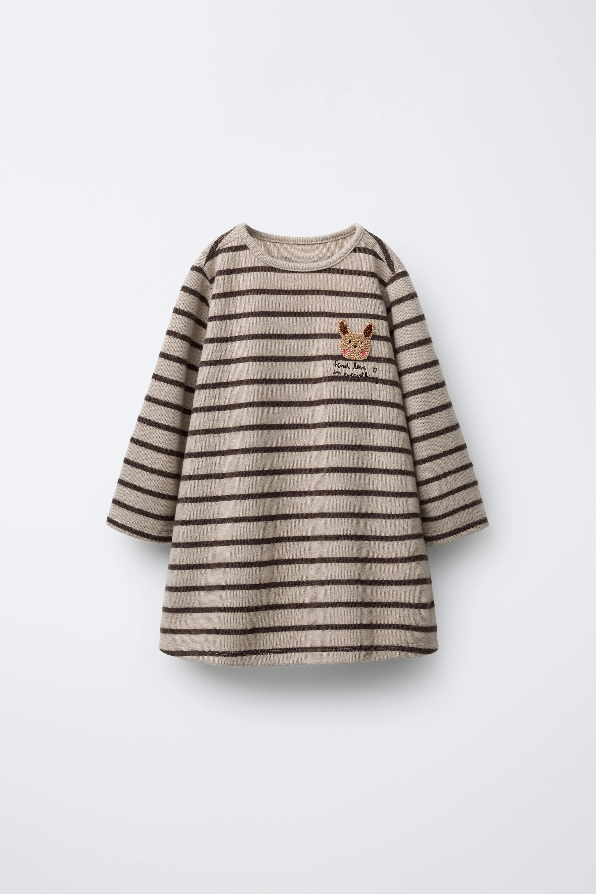 پیراهن راه راه نرم با تکه دوزی بافت دار