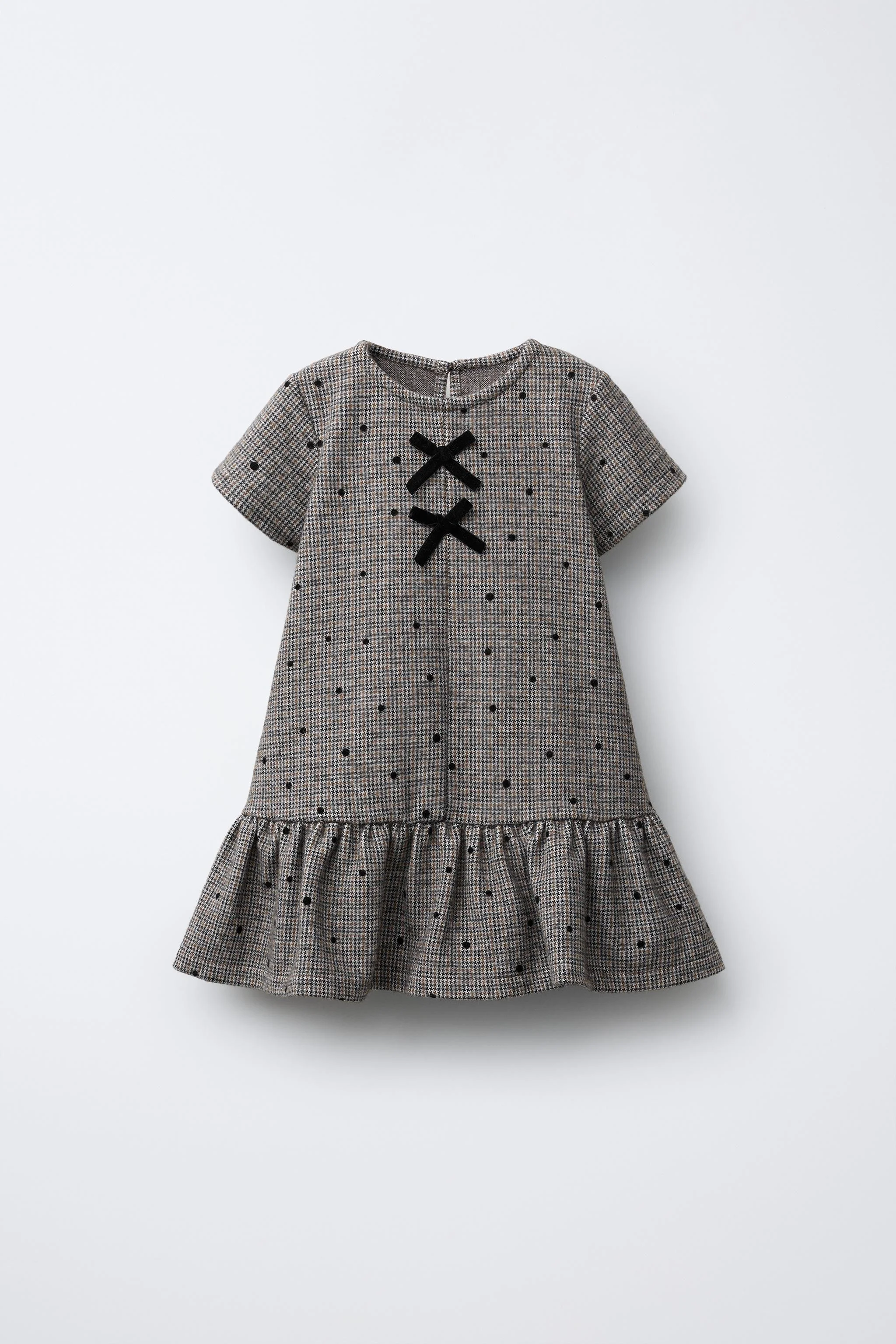 پیراهن طرح پا مرغابی و خال خالی با پاپیون