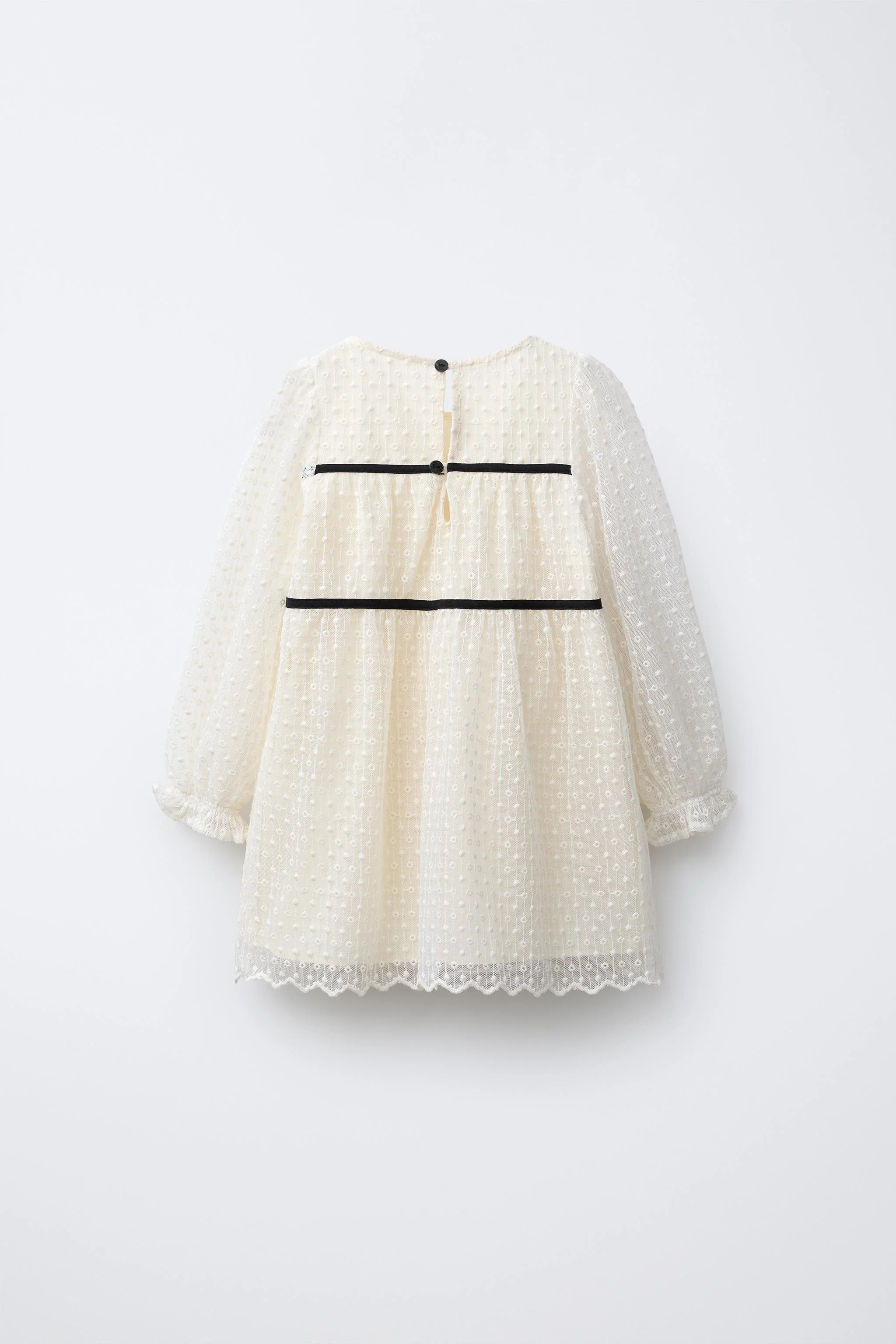 پیراهن توری گلدوزی شده با پاپیون