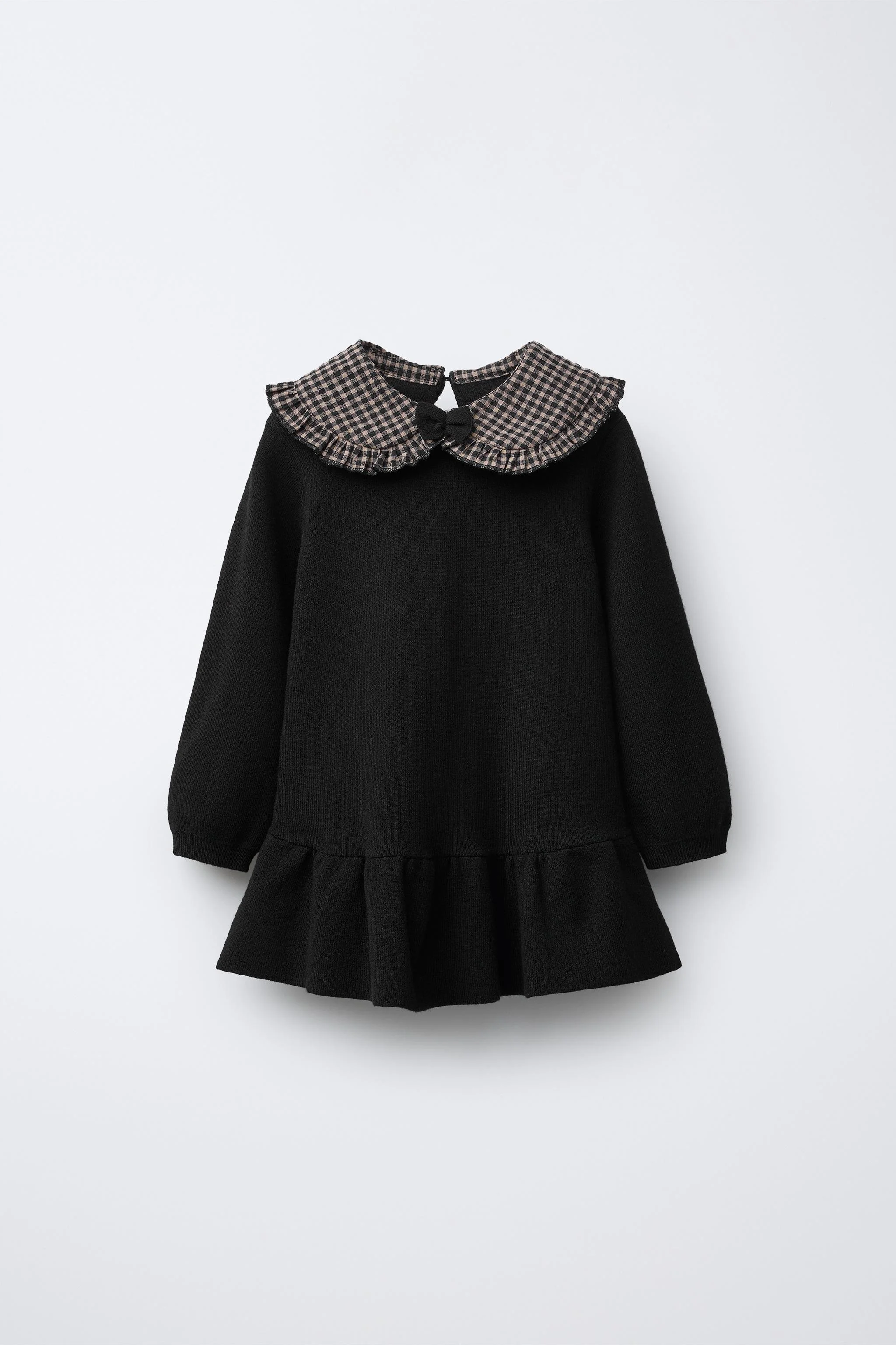 پیراهن بافتنی با یقه پیتر پن طرح دار و آستین بلند