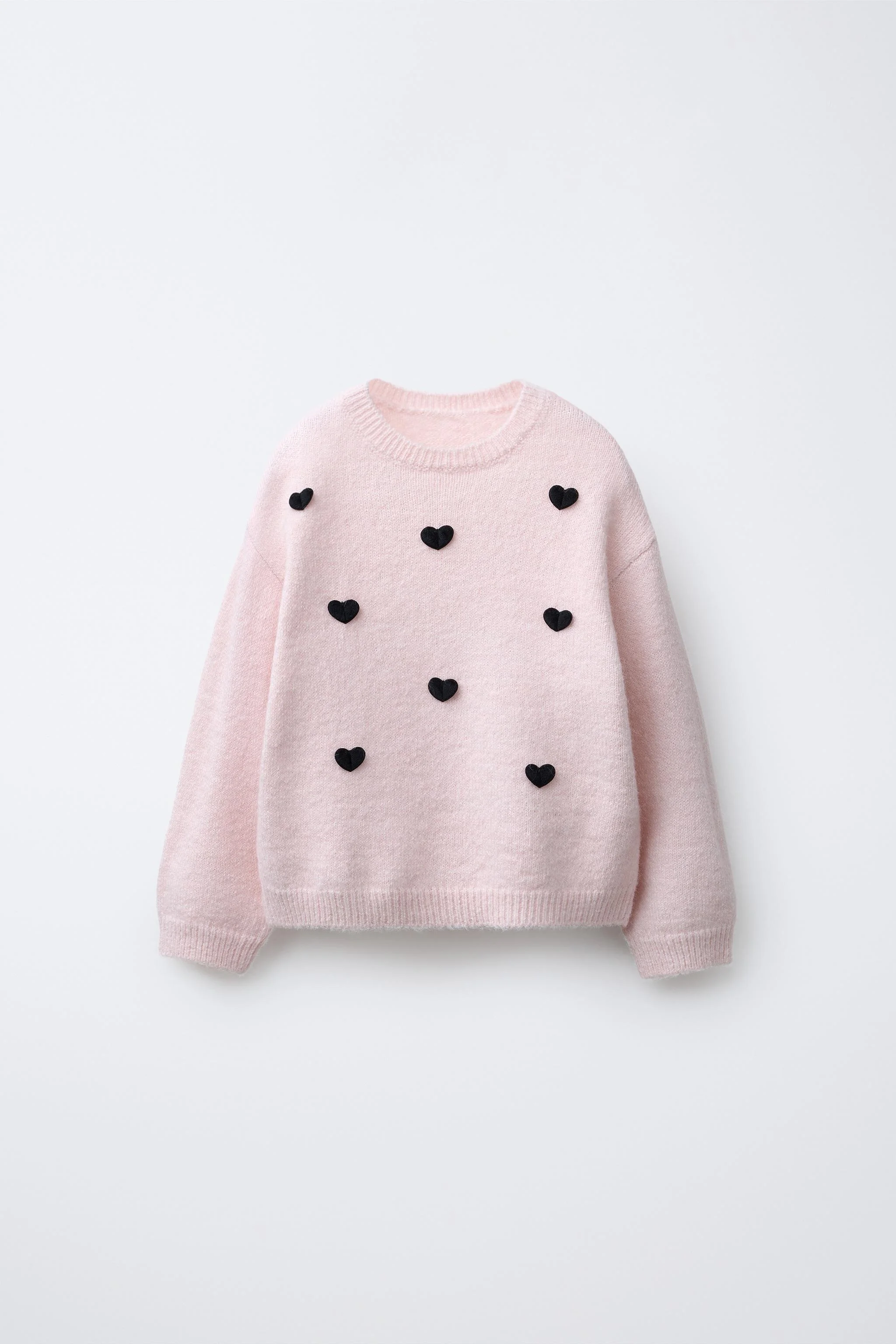 پلیور بافتنی با طرح قلب های مخملی