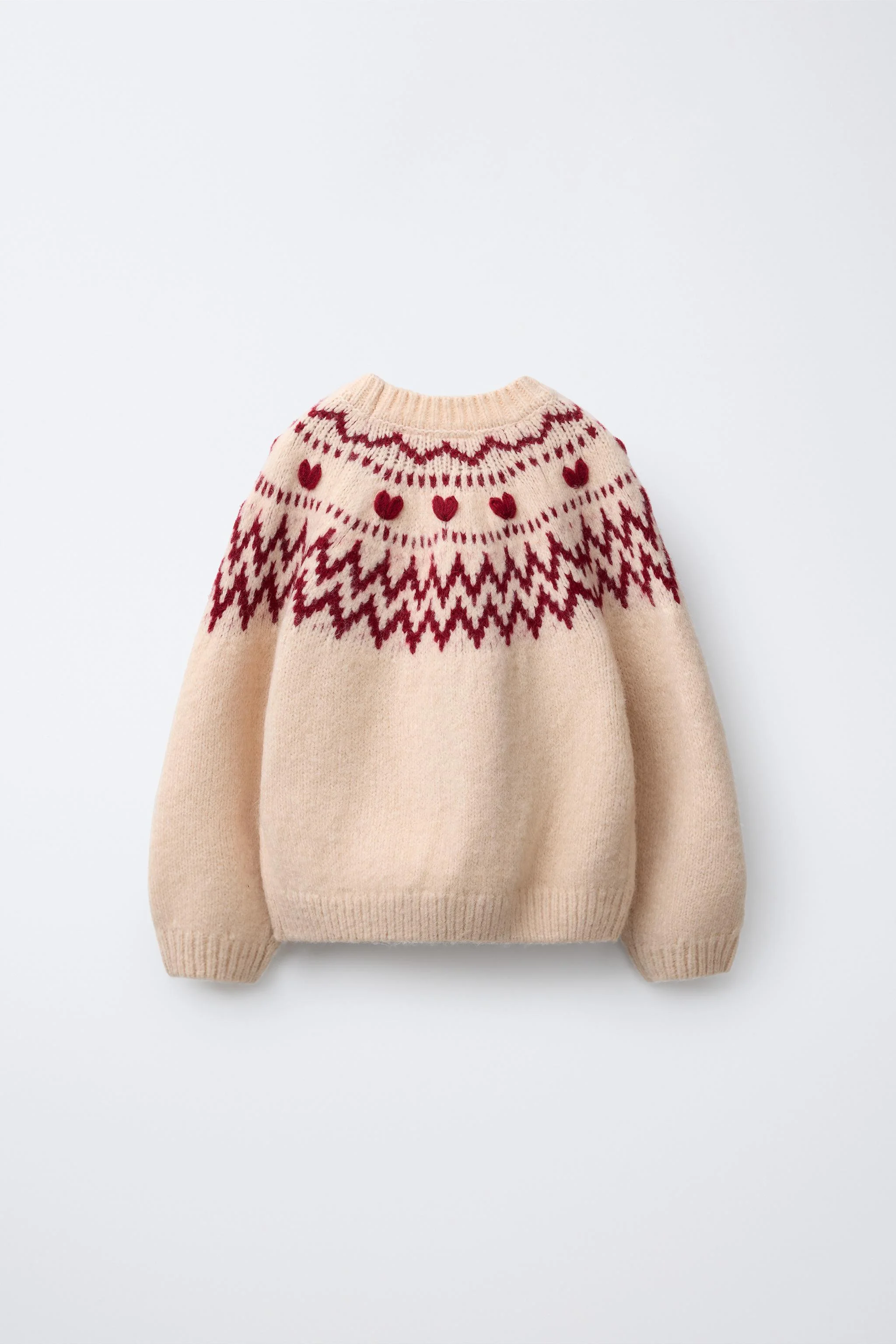 پلیور بافتنی طرح قلب ژاکارد پلیور بافتنی طرح قلب ژاکارد