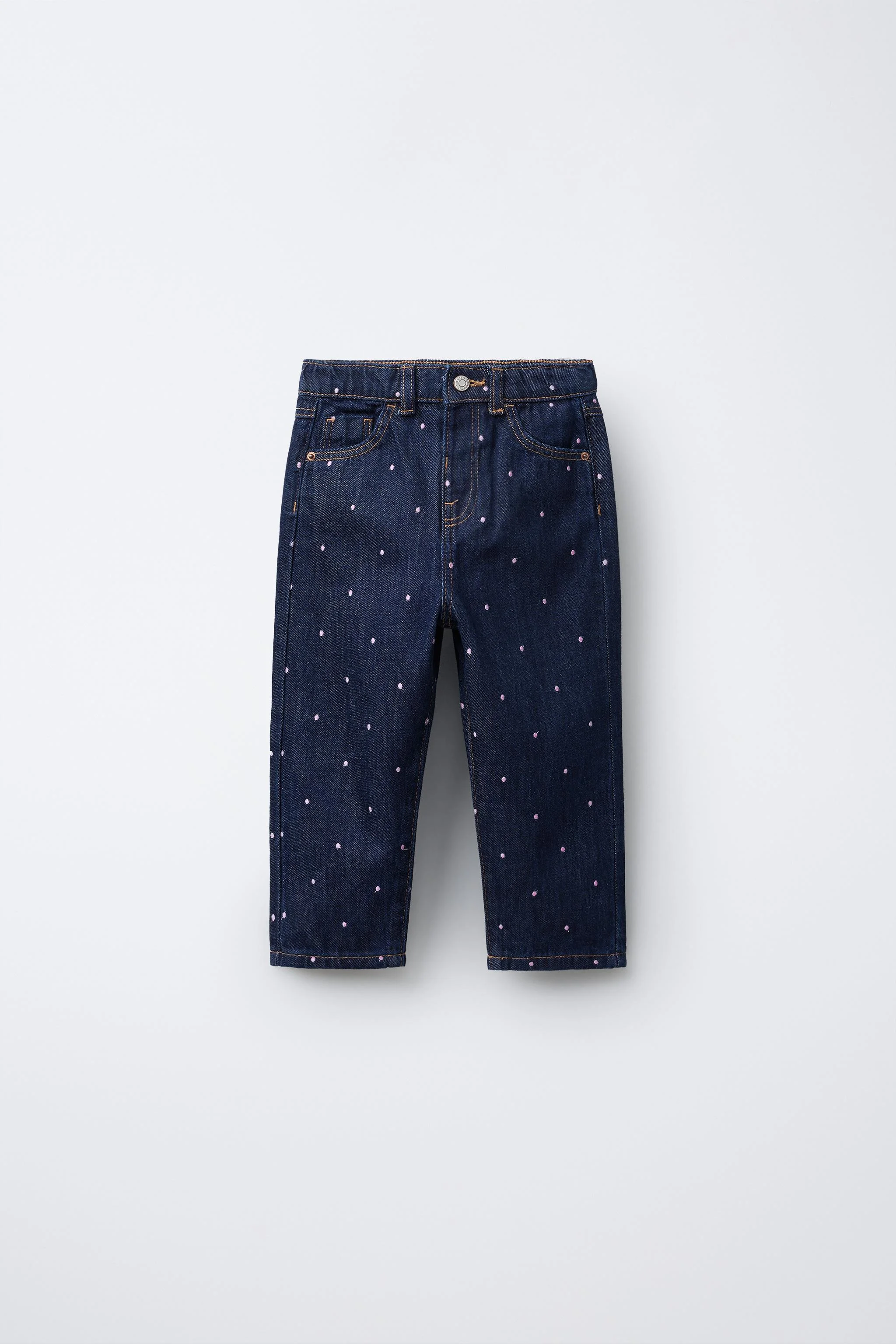 شلوار جین گلدوزی شده با فاق بلند