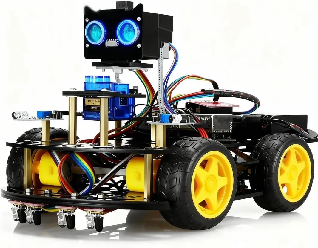 کیت برنامه نویسی ماشین ربات هوشمند آردوینو | ردیابی خط مادون قرمز + اجتناب از موانع فراصوت + تعادل ژیروسکوپی + کنترل از راه دور بلوتوث | طراحی شده برای آموزش STEM و پروژه های ناوبری خودکار کیت برنامه نویسی ماشین ربات هوشمند آردوینو | ردیابی خط مادون قرمز + اجتناب از موانع فراصوت + تعادل ژیروسکوپی + کنترل از راه دور بلوتوث | طراحی شده برای آموزش STEM و پروژه های ناوبری خودکار