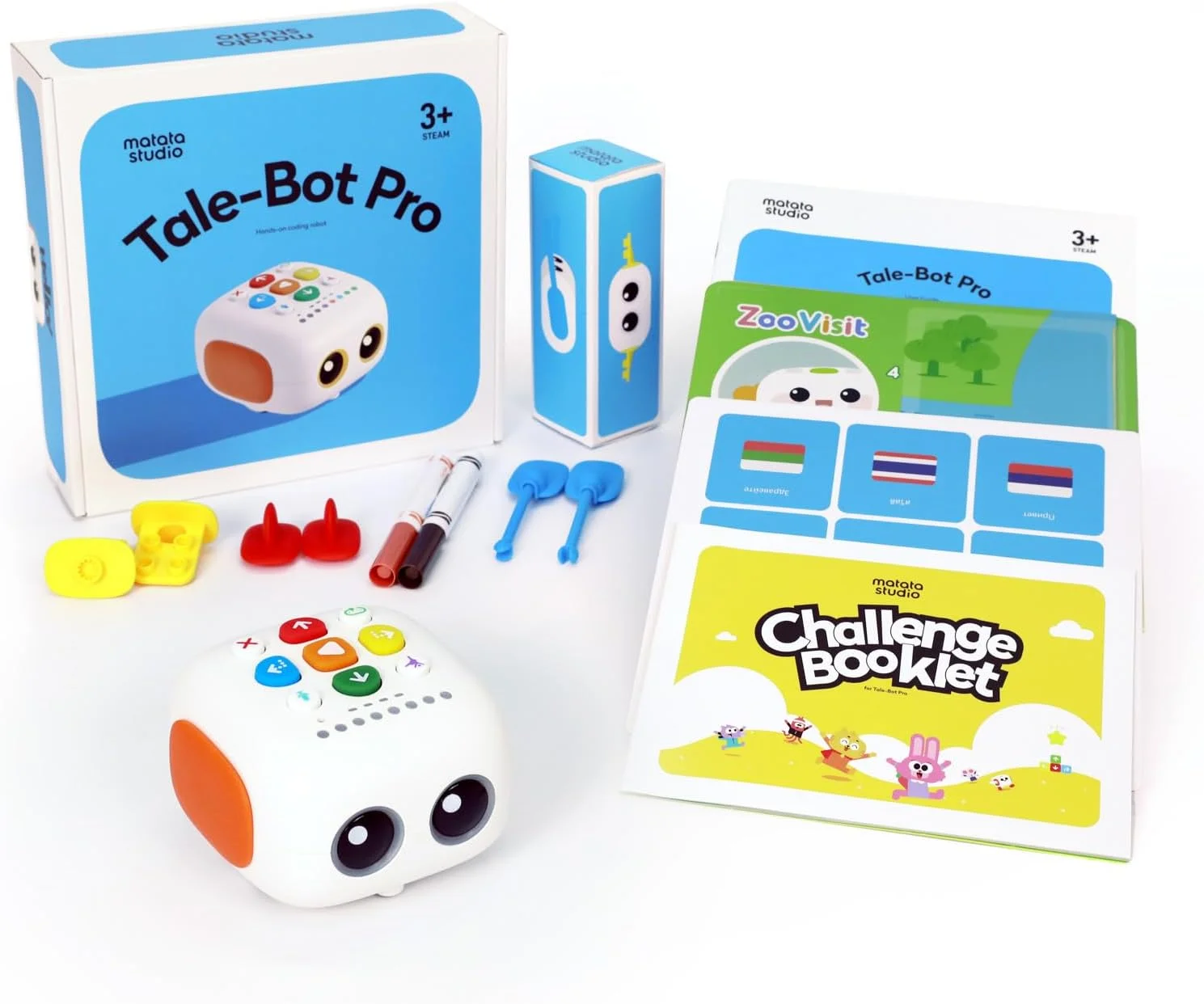 ربات برنامه نویسی کودکان 3 تا 5 سال، مجموعه اسباب بازی ربات قابل برنامه ریزی MatataStudio Tale-Bot Pro برای یادگیری برنامه نویسی اولیه STEM، اسباب بازی آموزشی، کیت رباتیک الکترونیکی تعاملی، هدیه بازگشت به مدرسه