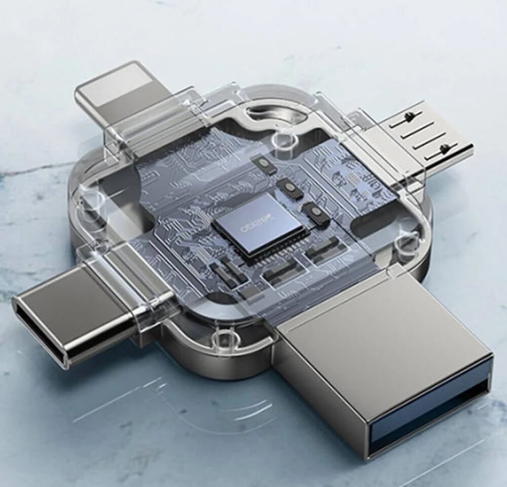 فلش مموری Yesido مدل FL15، USB 3.0، طراحی 4 در 1، قابلیت OTG، ظرفیت بالای 64 گیگابایت، انتقال داده با سرعت بالا، جمع و جور و قابل حمل