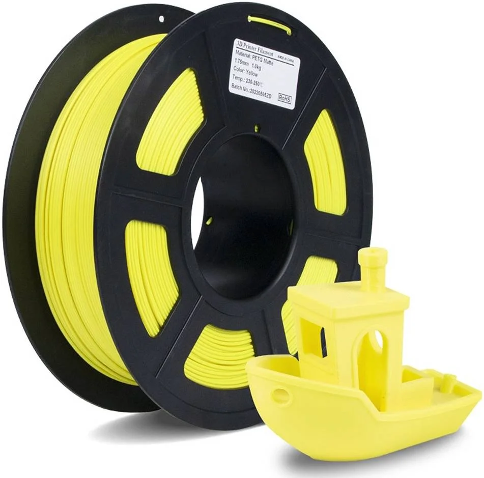 فیلامنت پرینتر سه بعدی PETG آی‌سان‌میت، دقت ابعادی +/-0.03mm، 1.75mm، قطر قرقره 197mm، عرض قرقره 65mm، قطر سوراخ توپی قرقره 57mm، 1 کیلوگرم (2.2 پوند)، زرد | PETG-زرد